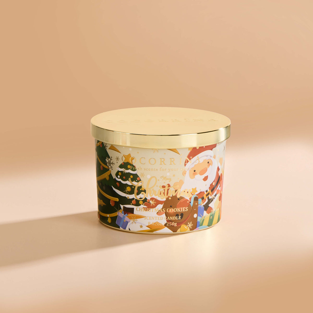 COCORRÍNA Vela navideña de 3 mechas 8.8 oz