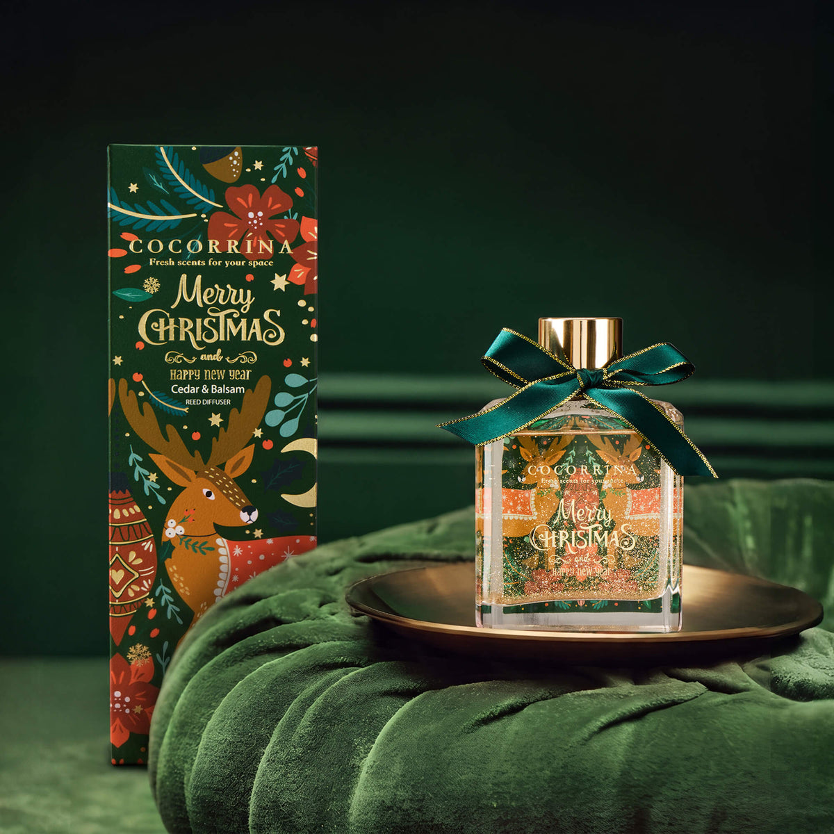 COCORRÍNA Christmas Gold Powder Reed Diffuser Set