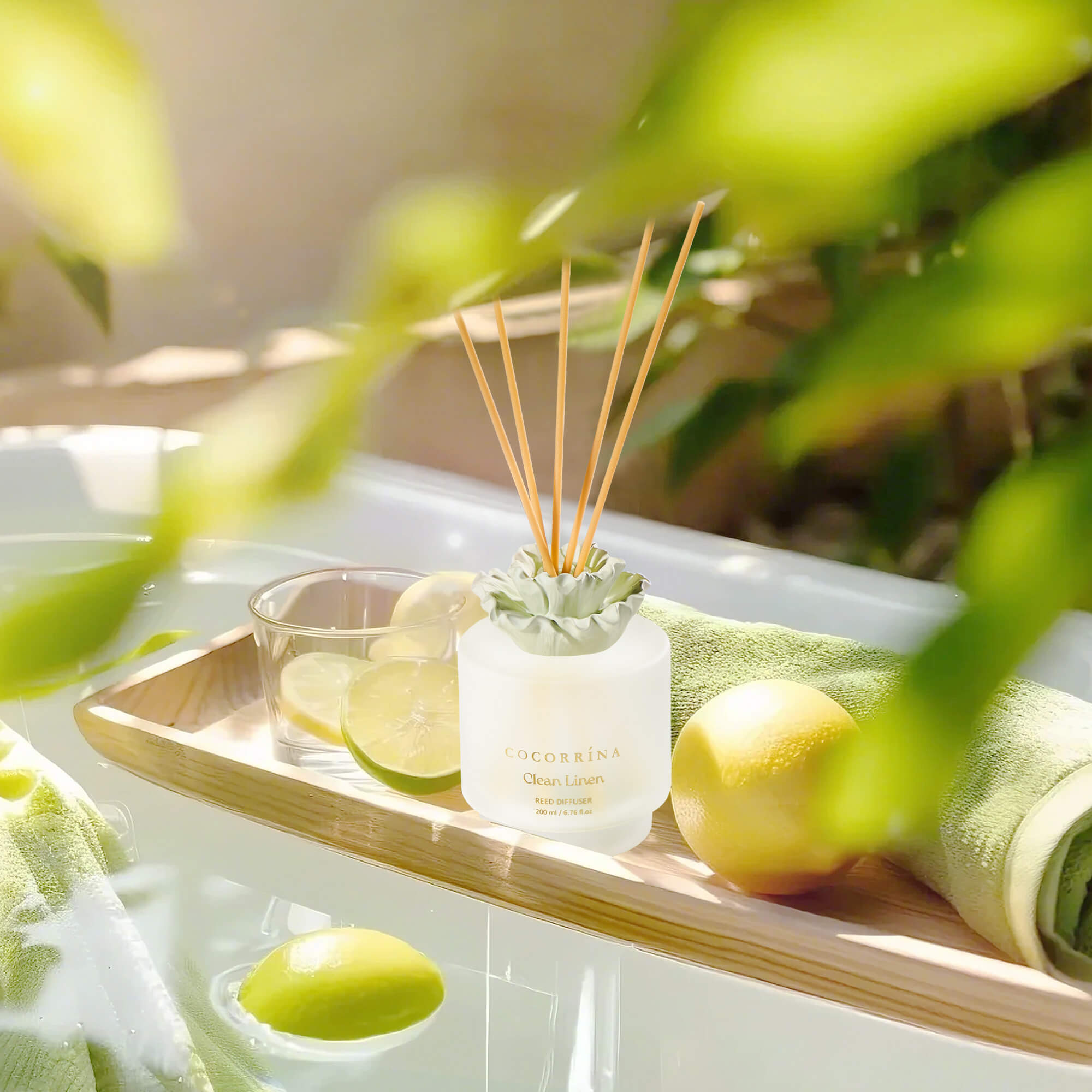 COCORRÍNA Gypsum Flower Clean Linen Reed Diffuser