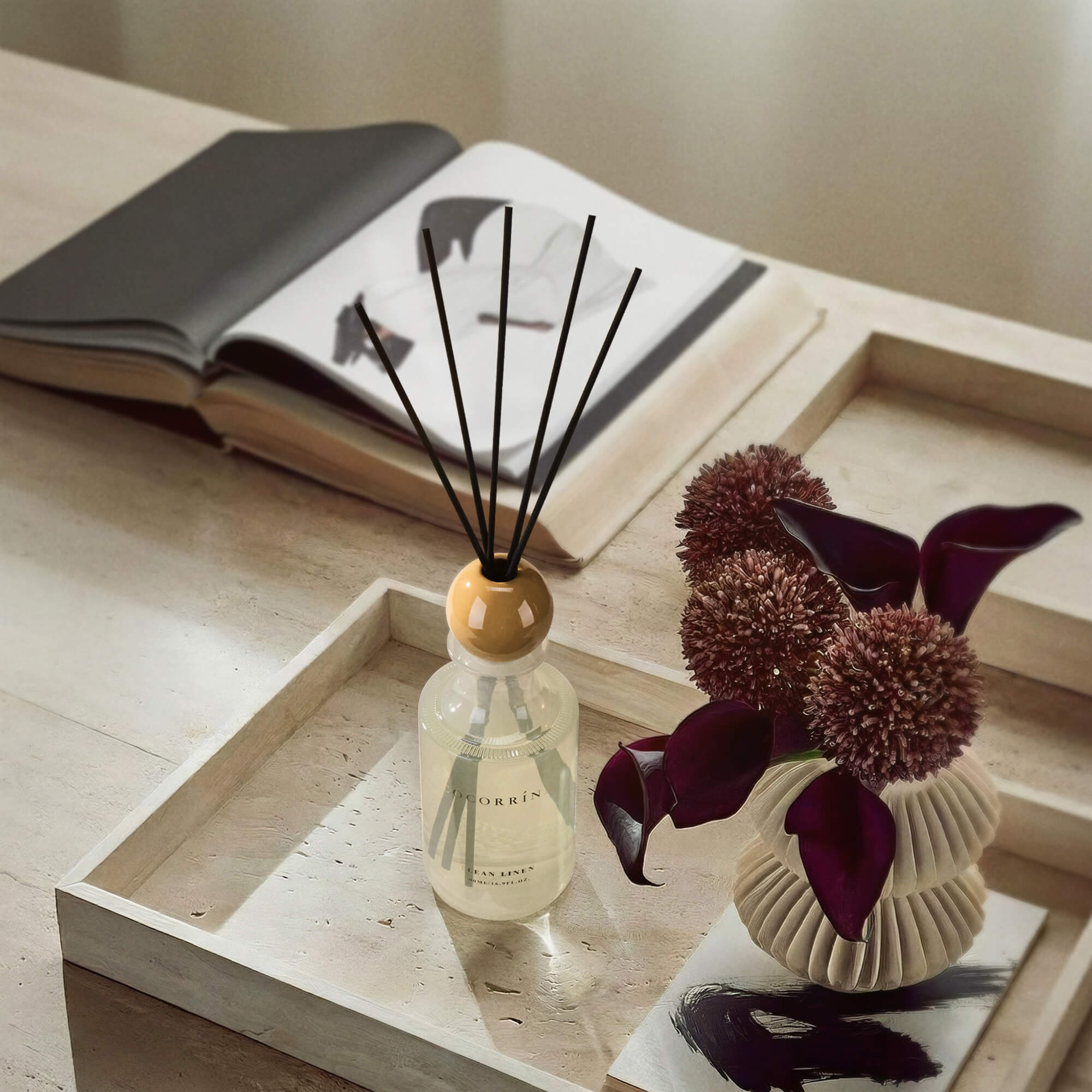 COCORRÍNA Clean Linen Reed Diffuser Set