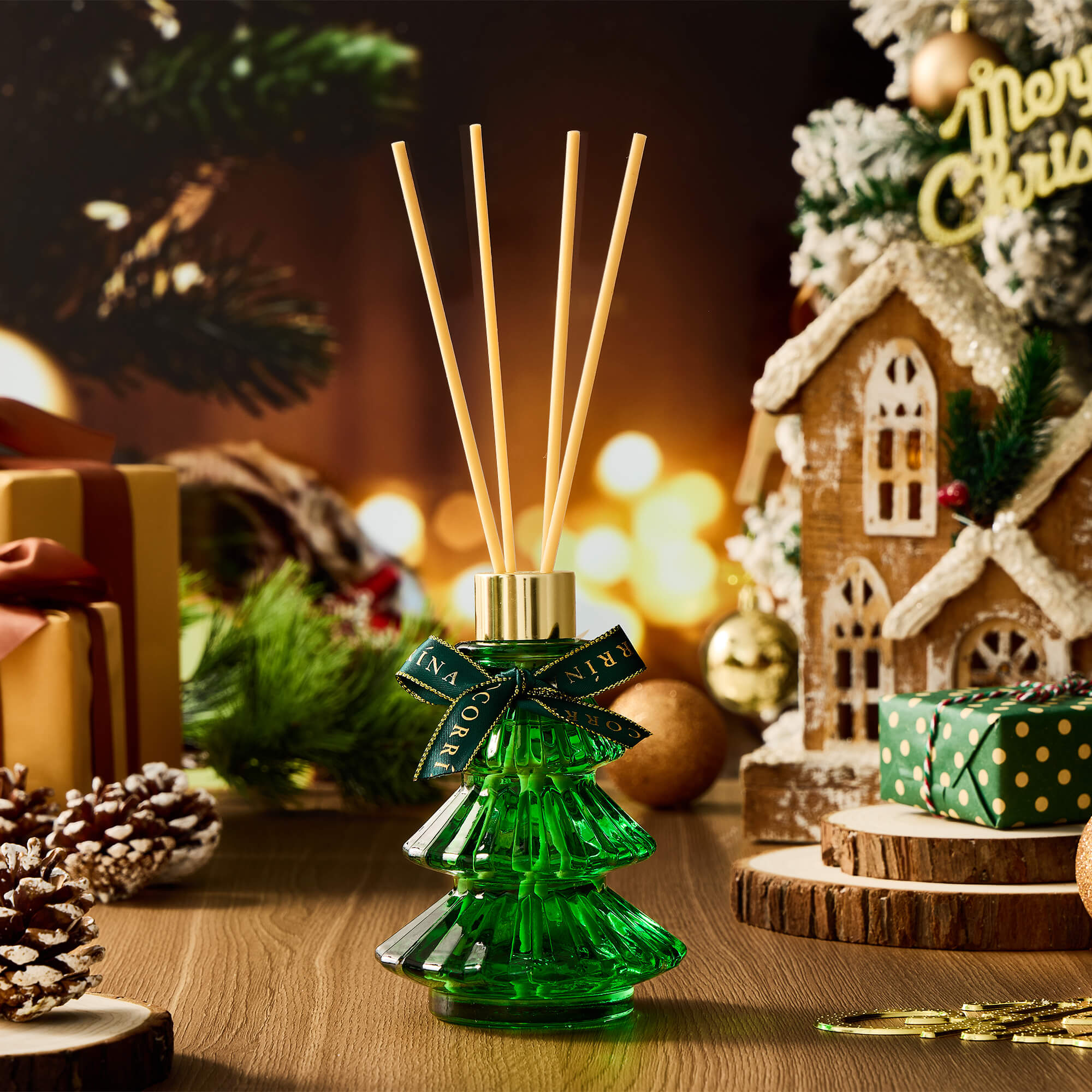 COCORRÍNA Christmas Tree Reed Diffuser Set