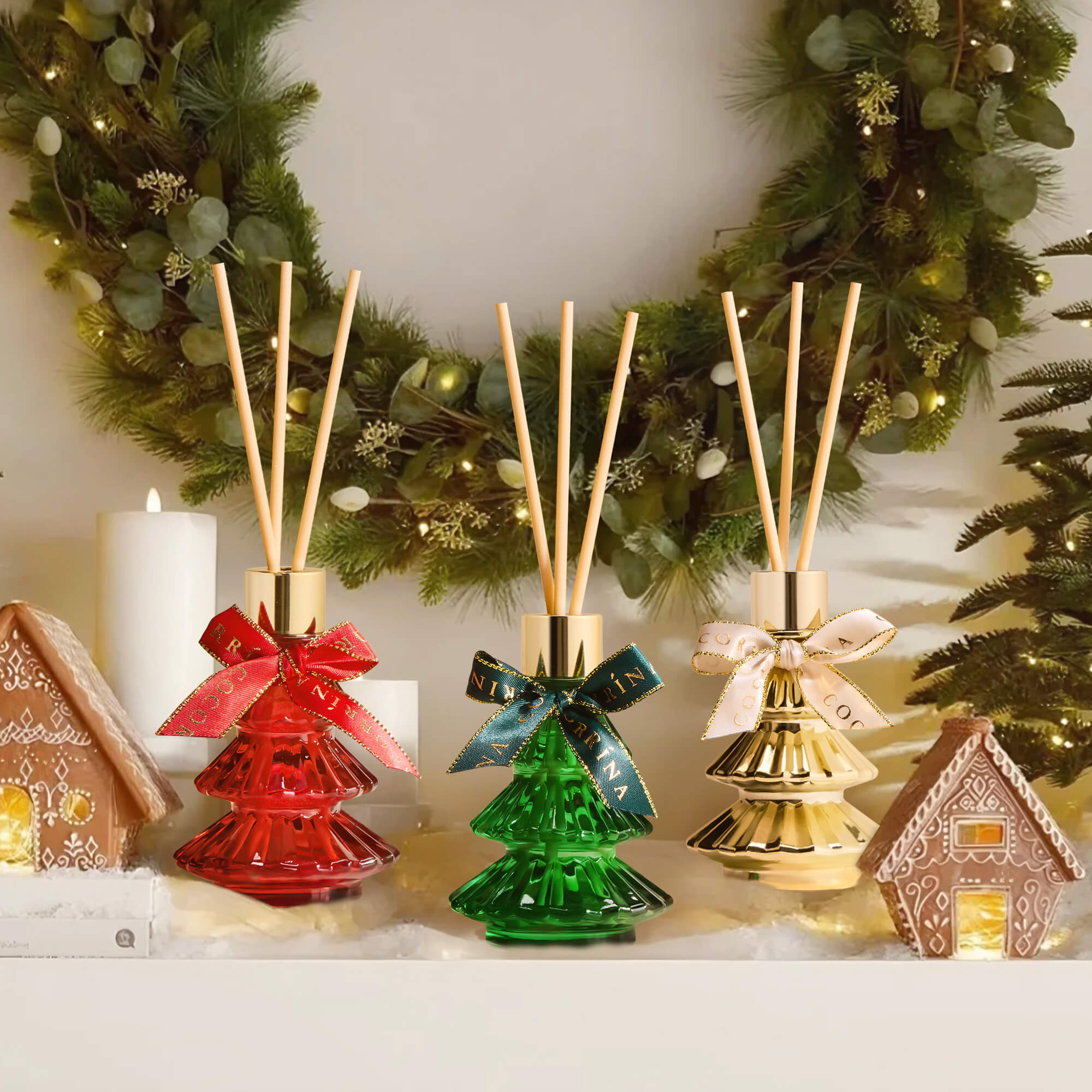 Difusor de varillas de regalo para árbol de Navidad COCORRÍNA
