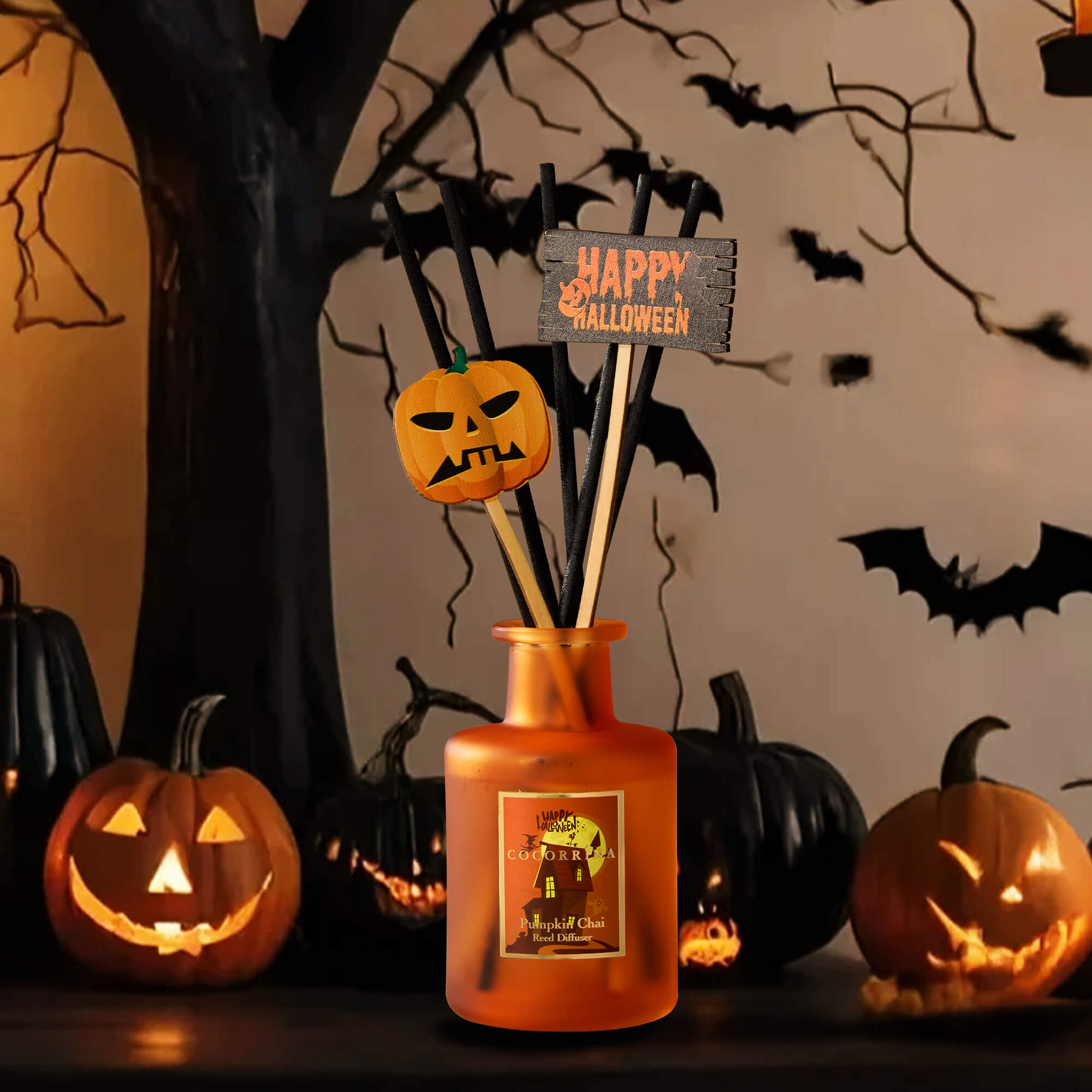 Difusor de varillas COCORRÍNA Pumpkin Chai de 3.38 oz