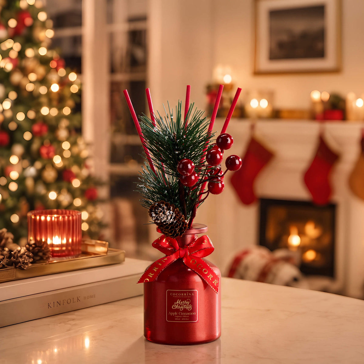 COCORRÍNA Christmas Apple Cinnamon Reed Diffuser Set