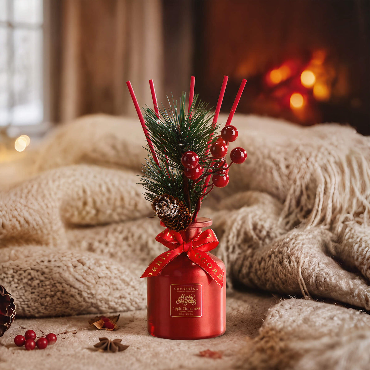 COCORRÍNA Christmas Apple Cinnamon Reed Diffuser Set