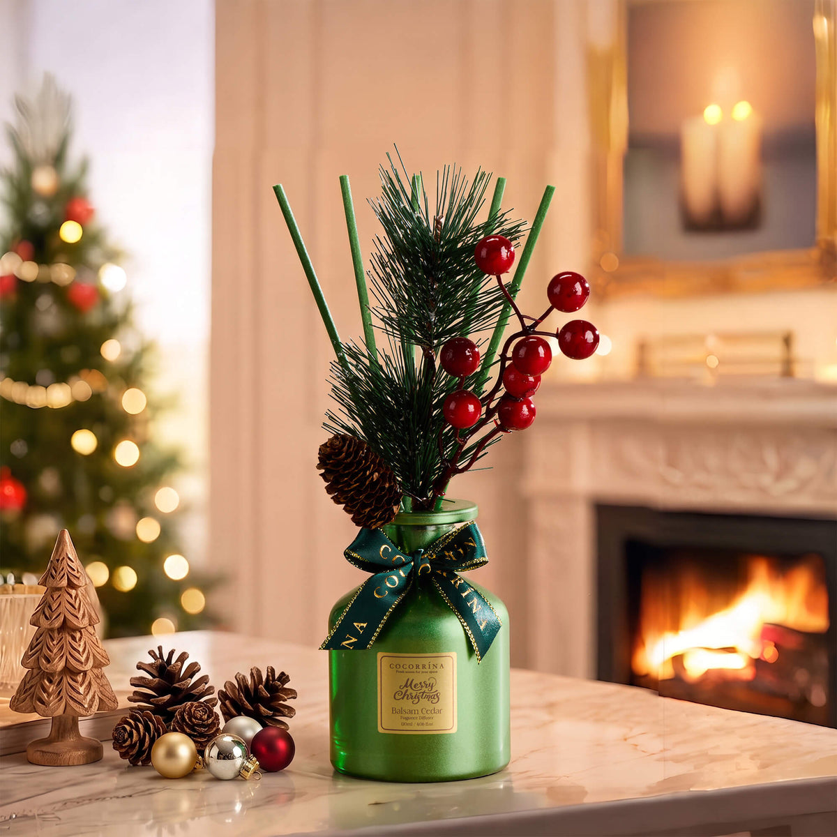 COCORRÍNA Christmas Balsam Cedar Reed Diffuser Set