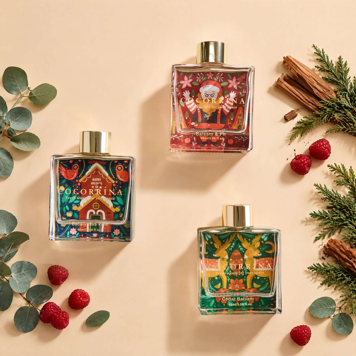 COCORRÍNA Christmas Reed Diffuser Set of 3