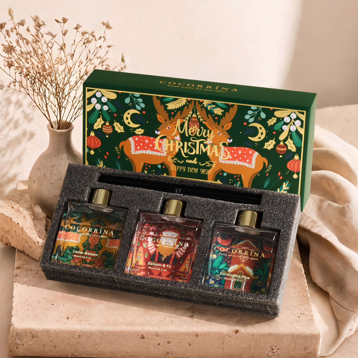 COCORRÍNA Christmas Reed Diffuser Set of 3