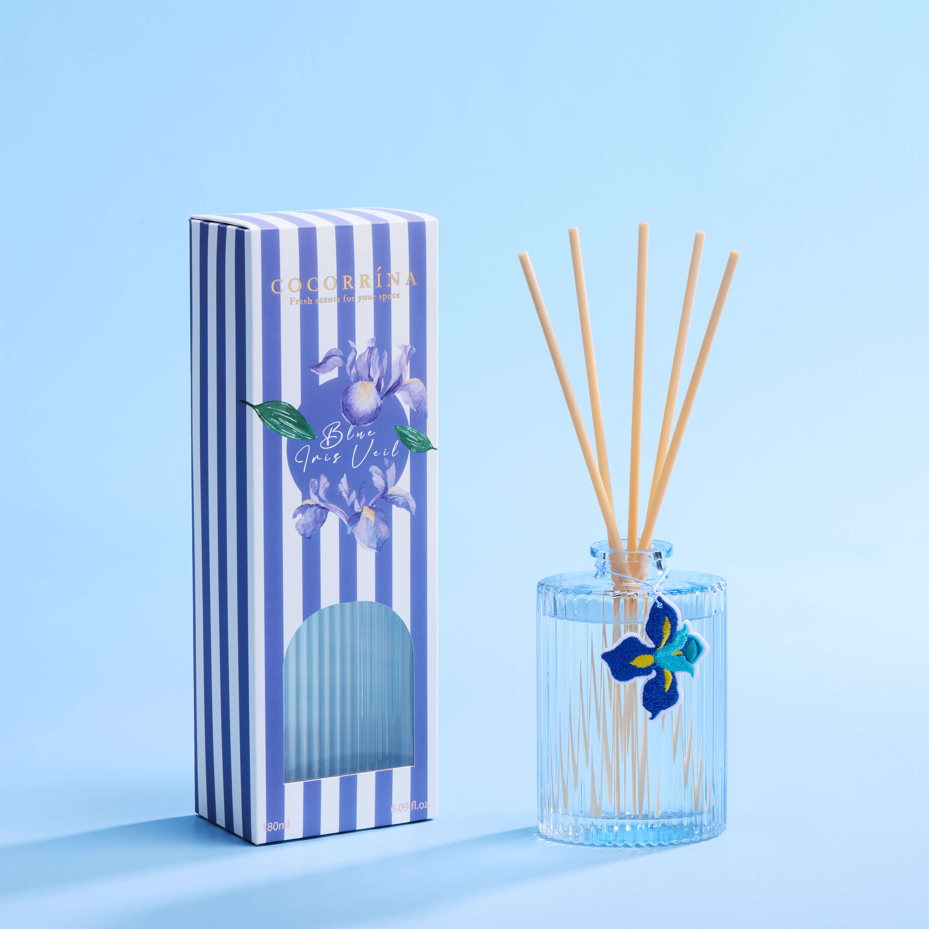 COCORRÍNA Blue Iris Veil Reed Diffuser Set