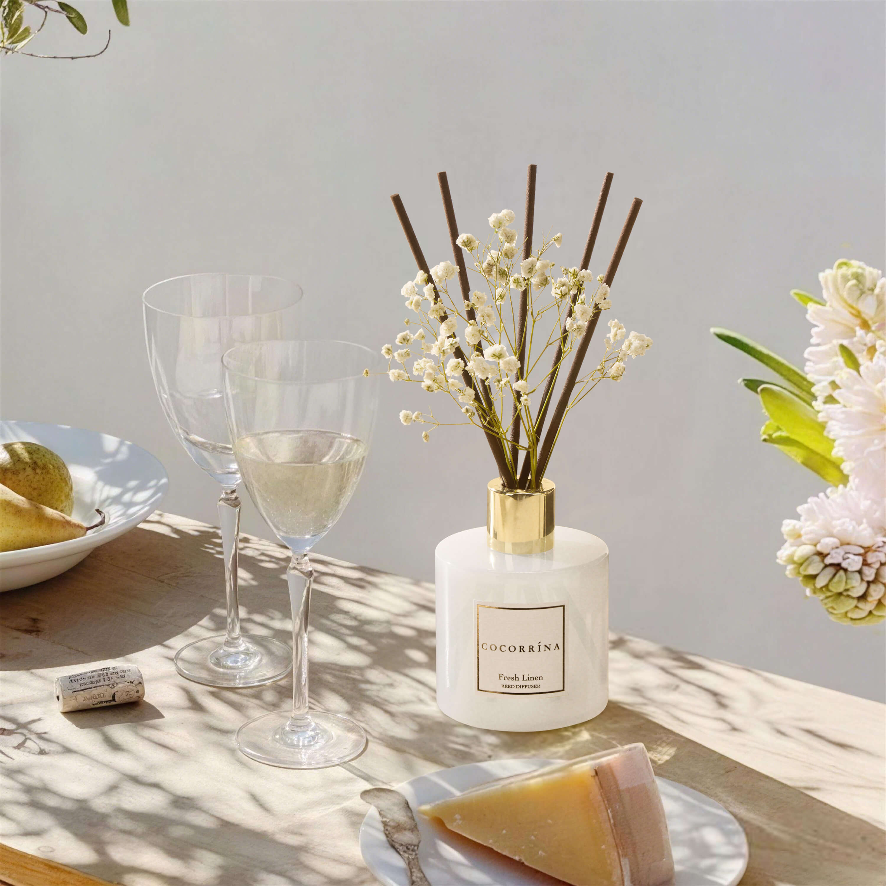 COCORRÍNA Fresh Linen Reed Diffuser Set