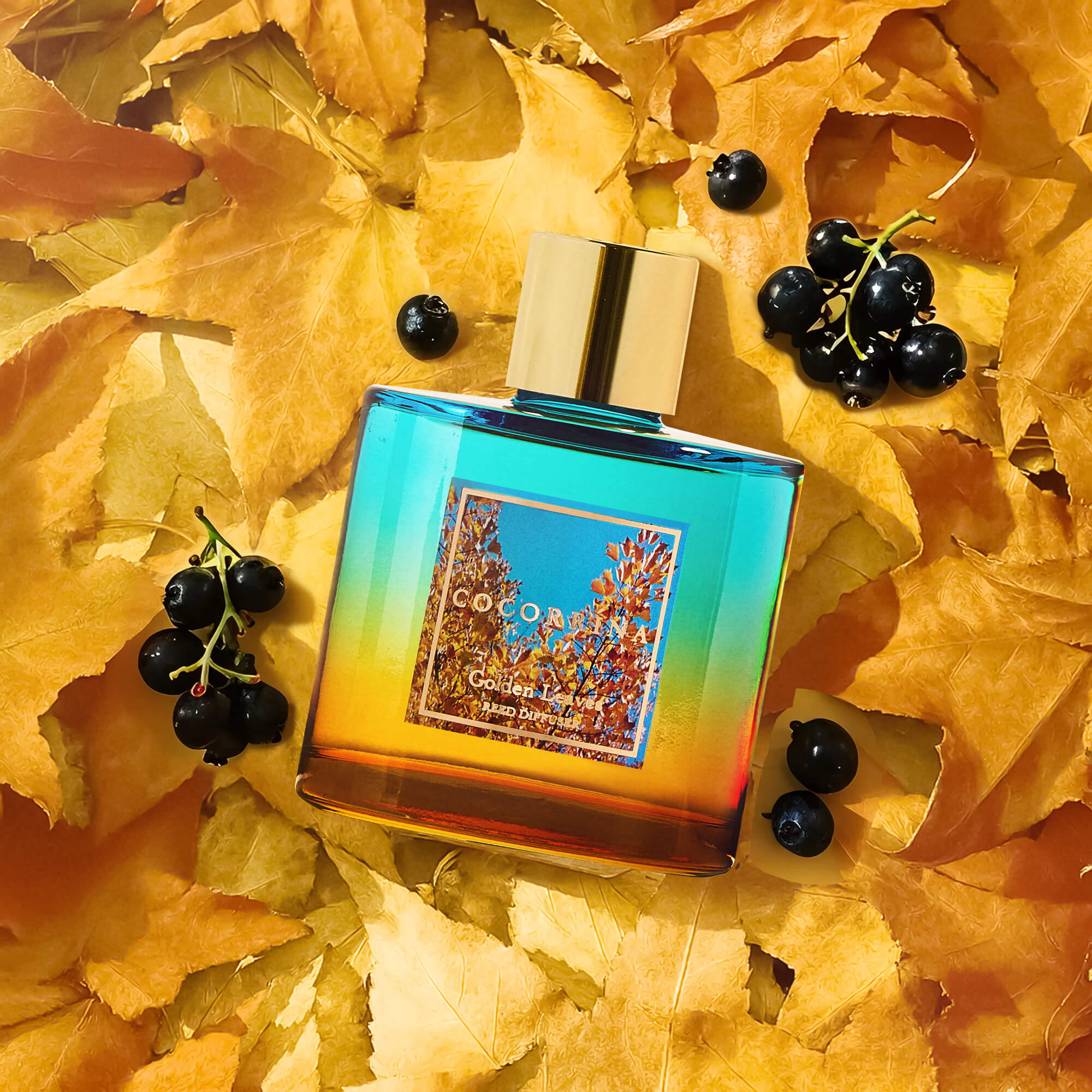COCORRÍNA Golden Leaves Reed Diffuser Set