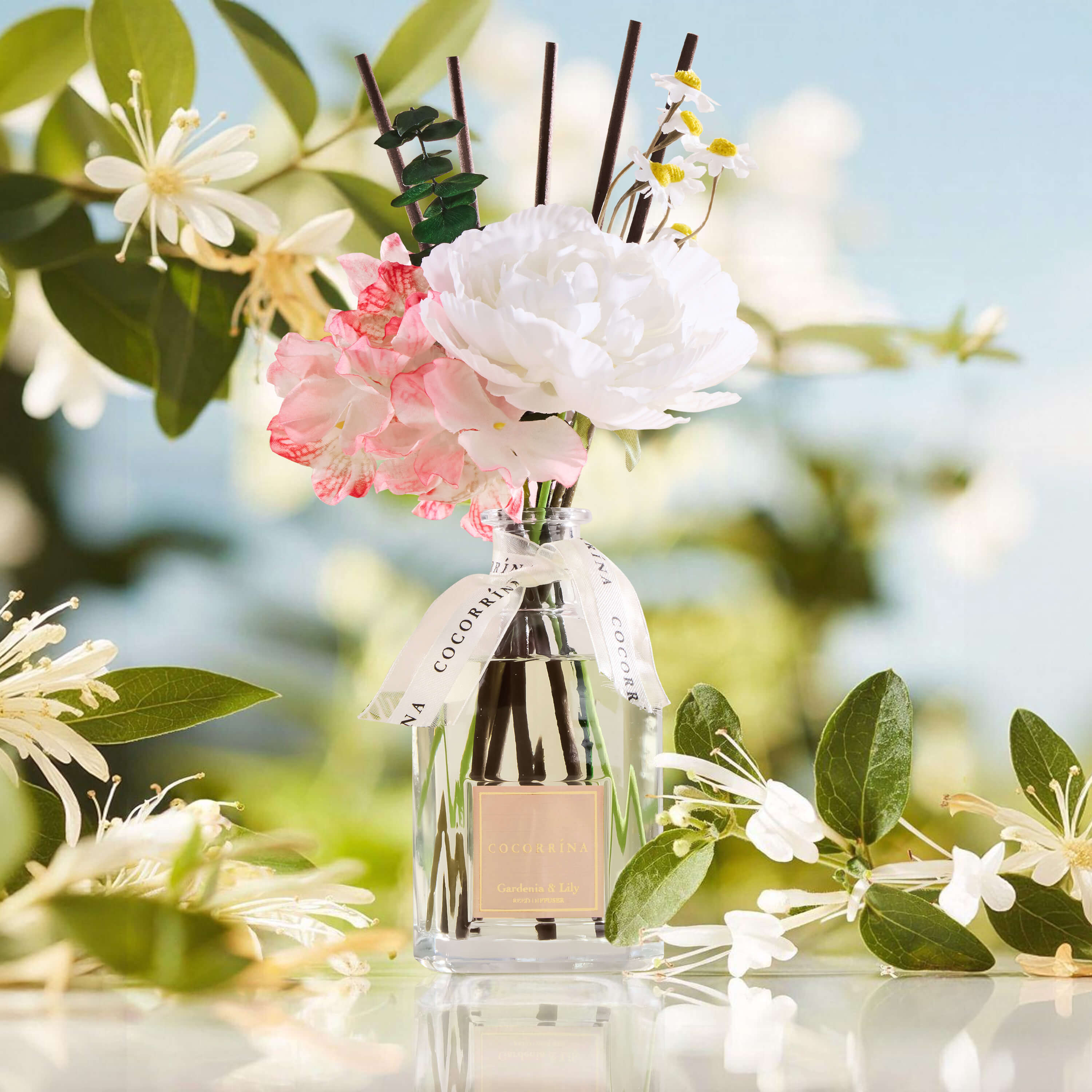 COCORRÍNA Gardenia & Lily Portable Gift Reed Diffuser Set