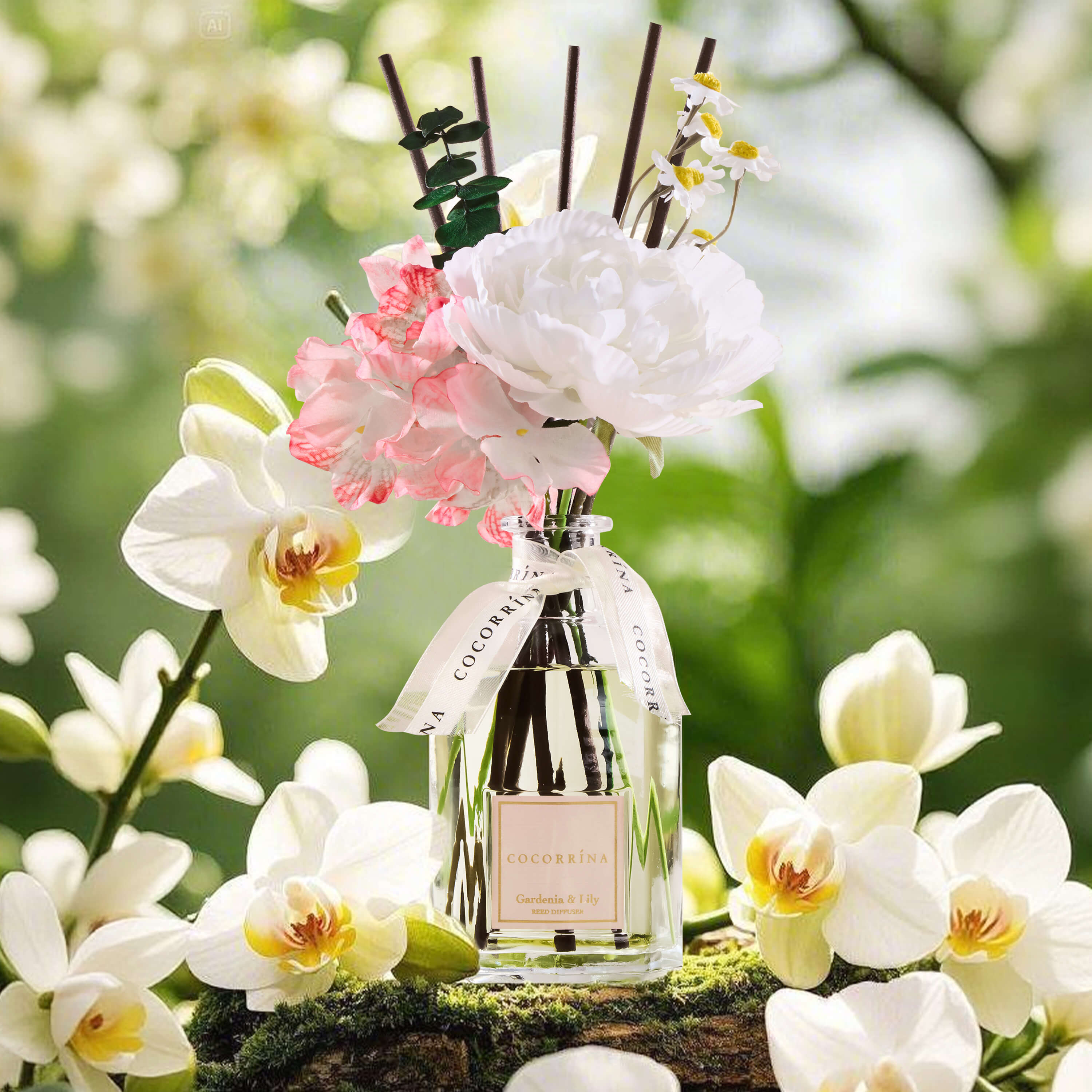 COCORRÍNA Gardenia & Lily Portable Gift Reed Diffuser Set