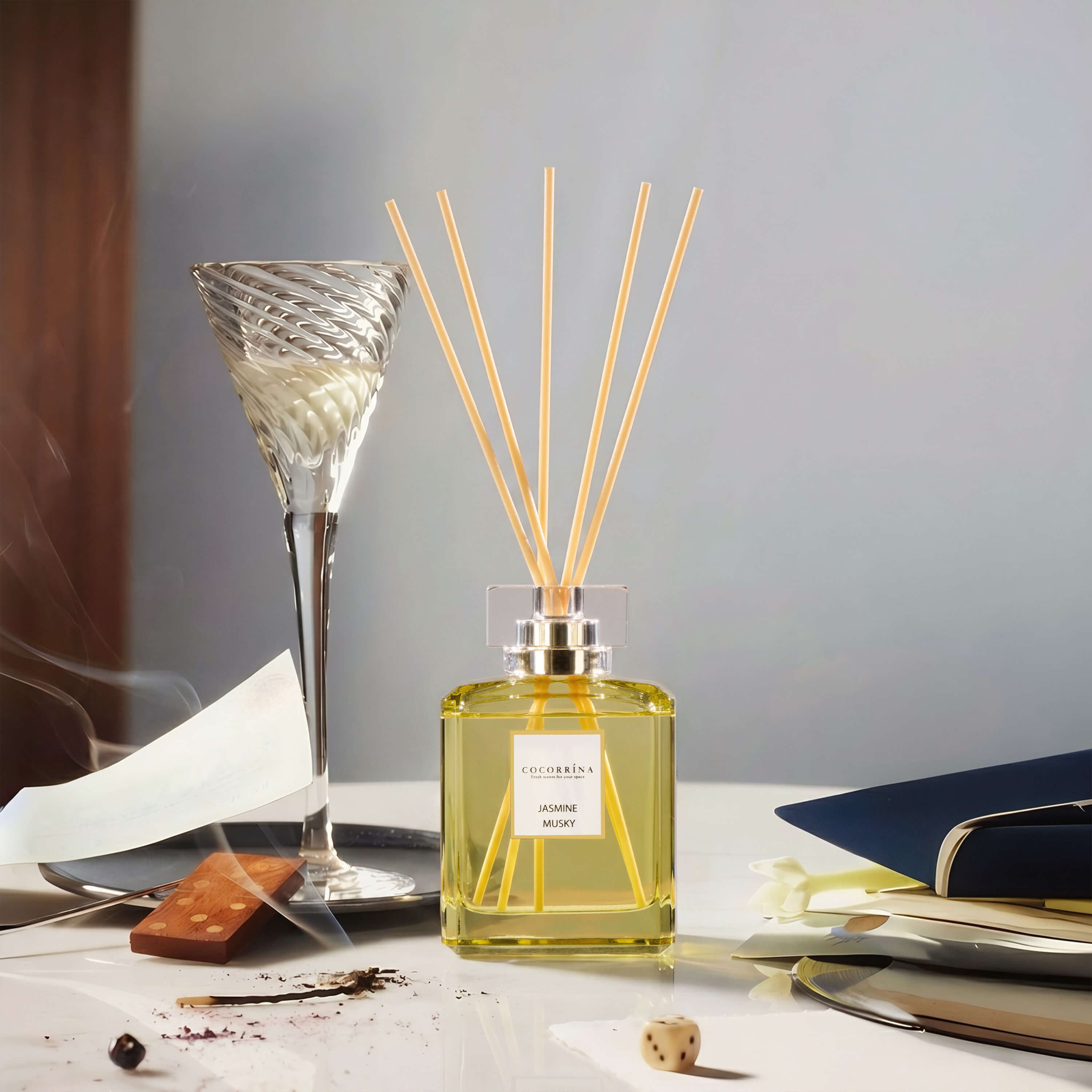 COCORRÍNA Jasmine Musky Perfume Reed Diffuser Set