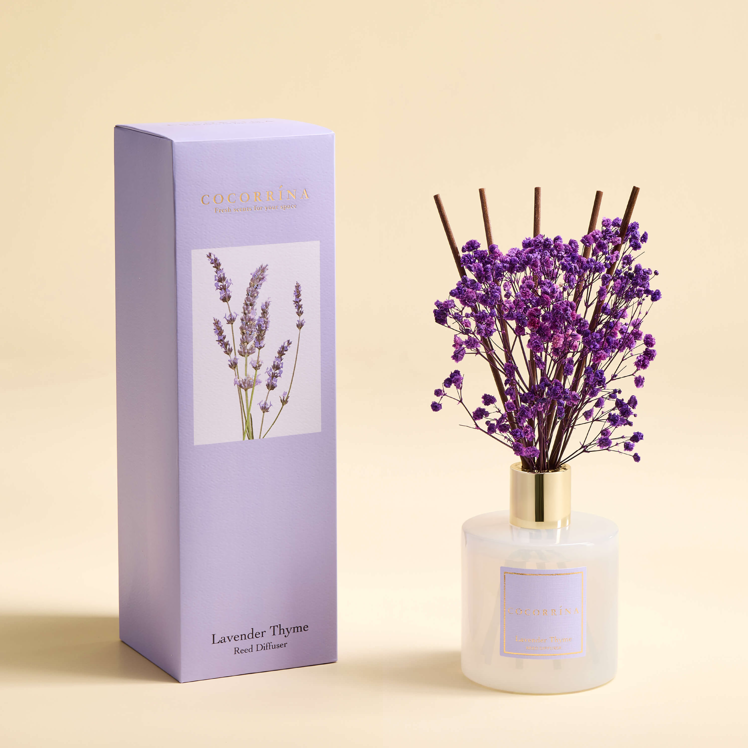 Difusor de varillas COCORRÍNA Lavanda y Tomillo
