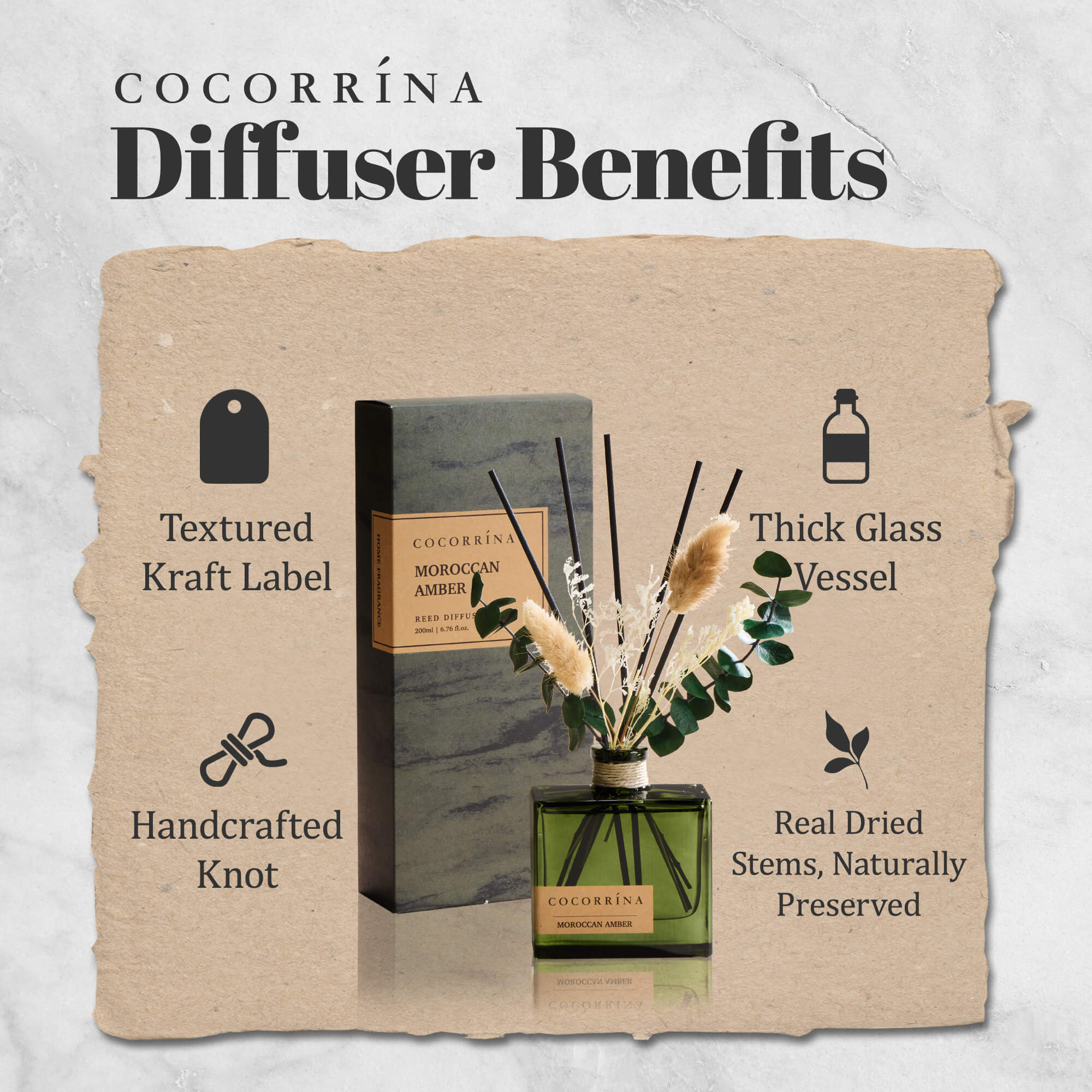 COCORRÍNA Moroccan Amber Reed Diffuser Set