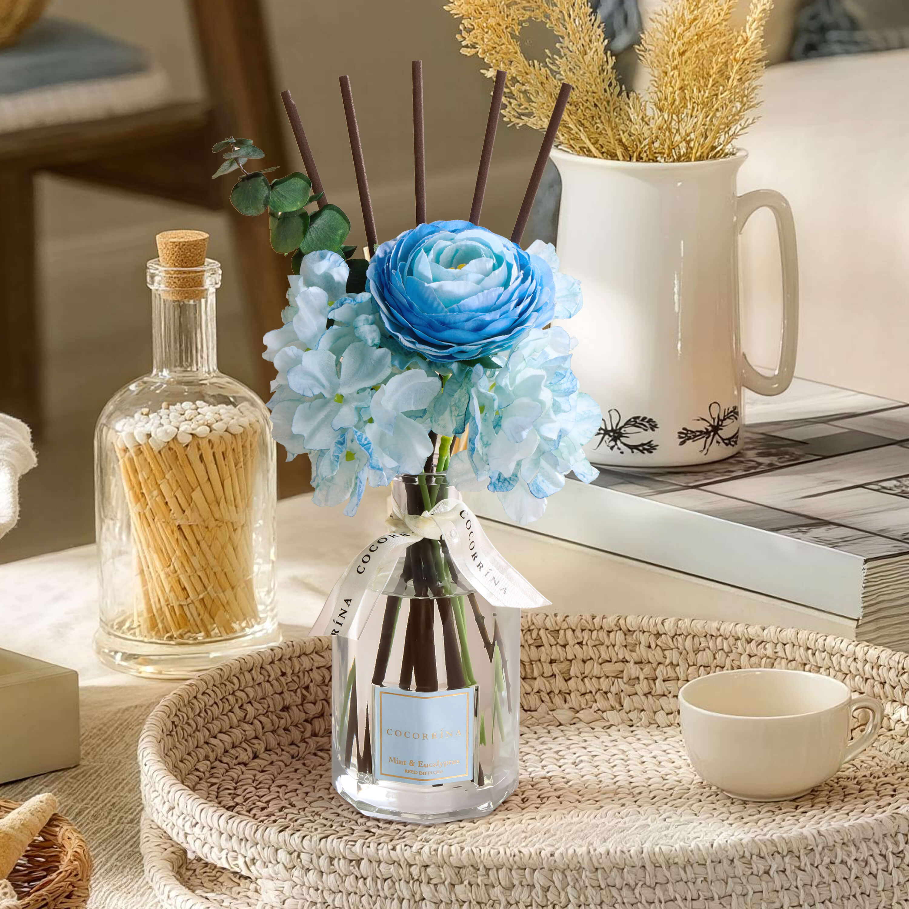 COCORRÍNA Mint & Eucalyptus Portable Gift Reed Diffuser Set