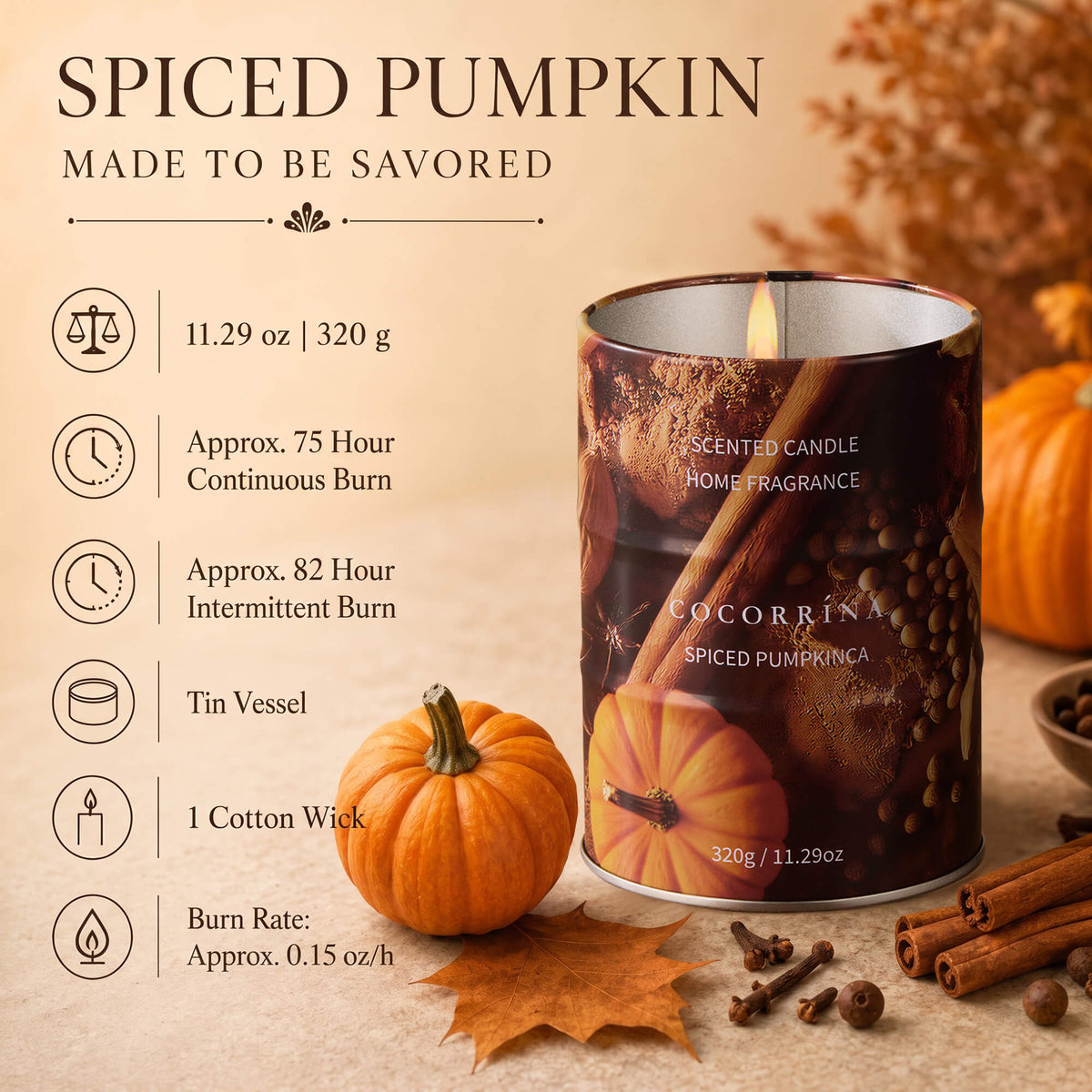 COCORRÍNA Spiced Pumpkin Candle 11.29oz
