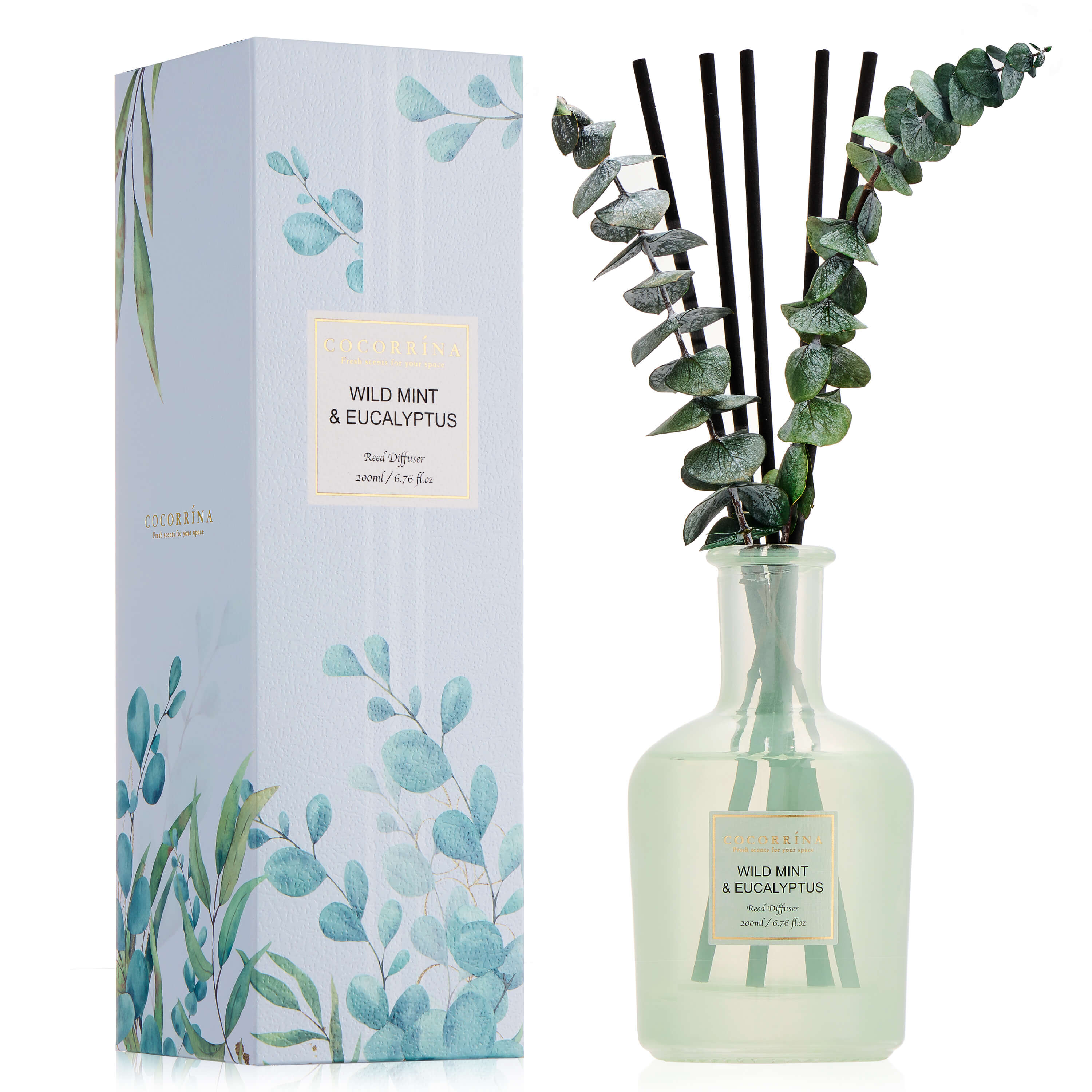 COCORRÍNA Wild Mint & Eucalyptus Reed Diffuser Set