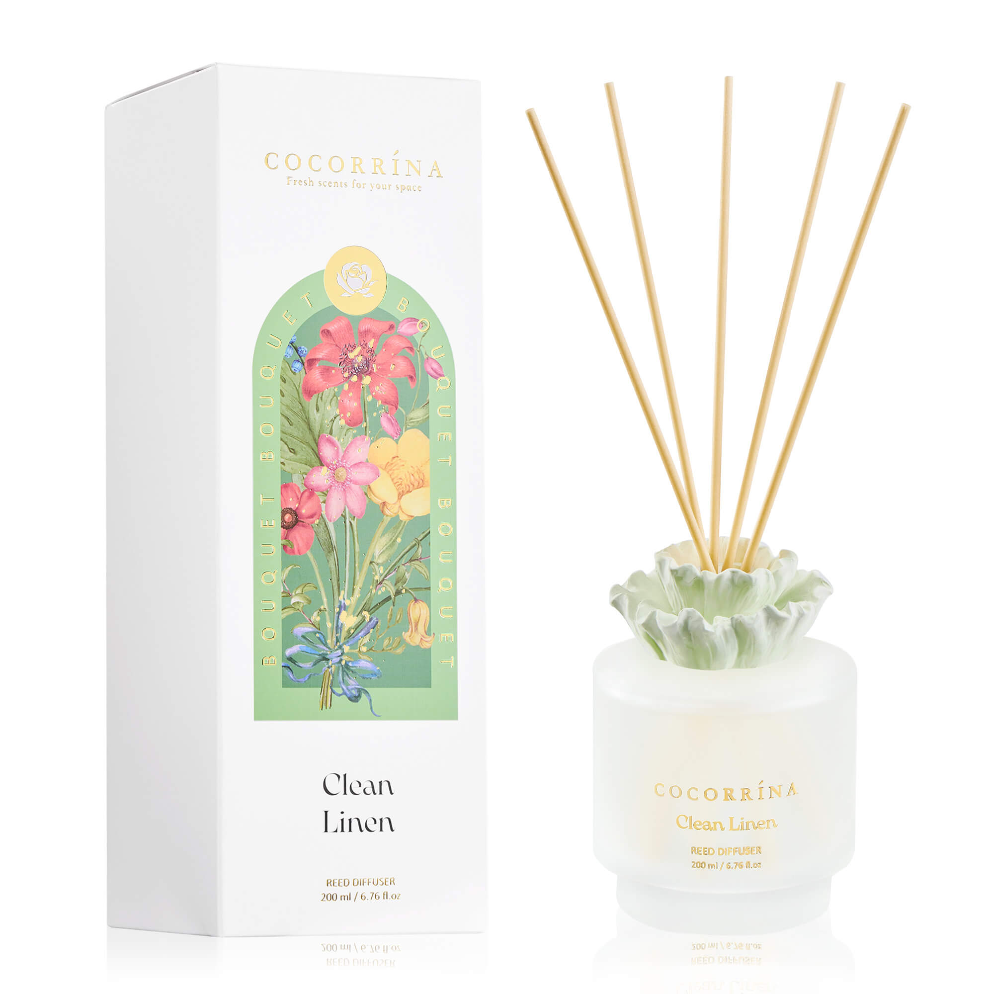 COCORRÍNA Gypsum Flower Clean Linen Reed Diffuser