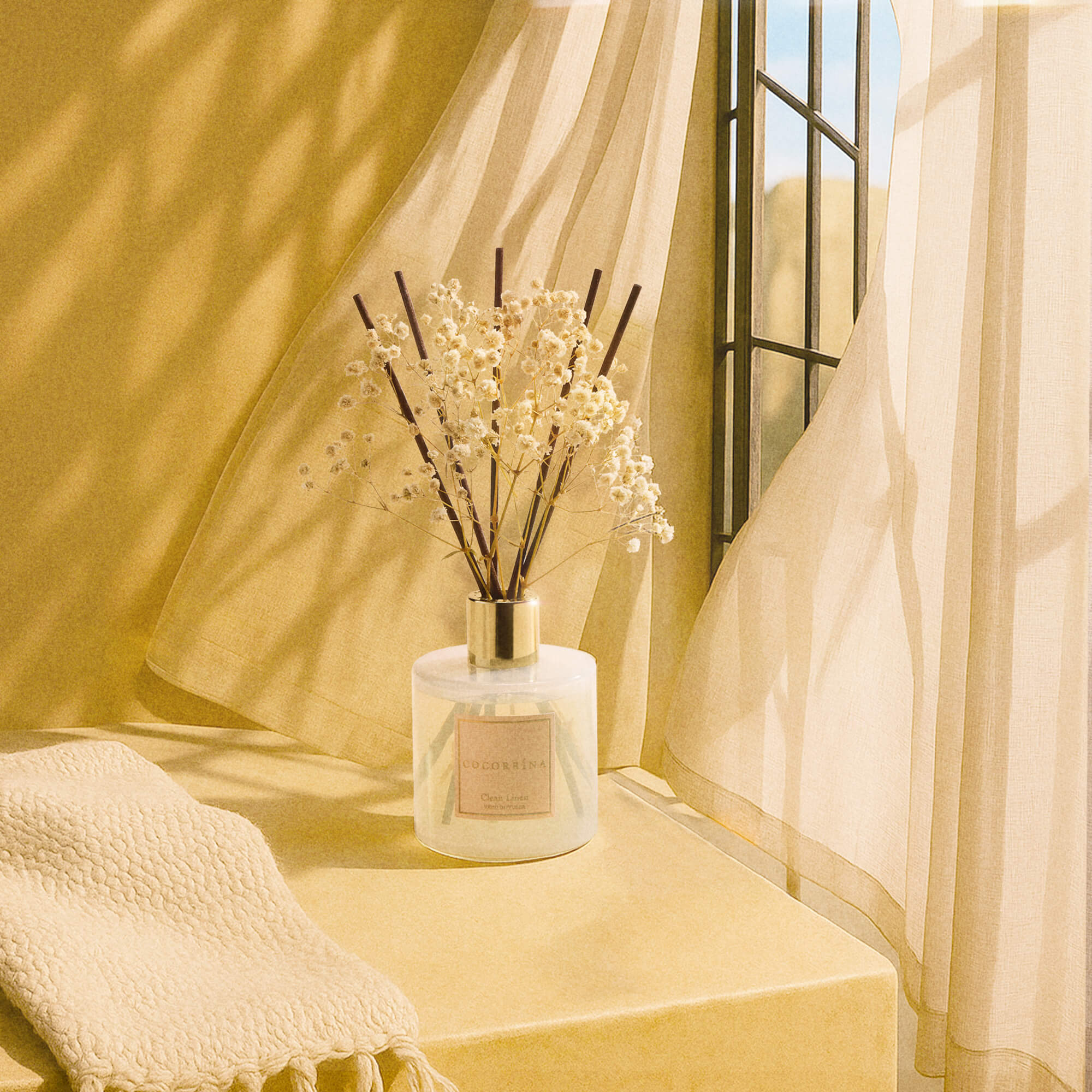 COCORRÍNA Clean Linen Rattanstäbchen-Diffusor-Set