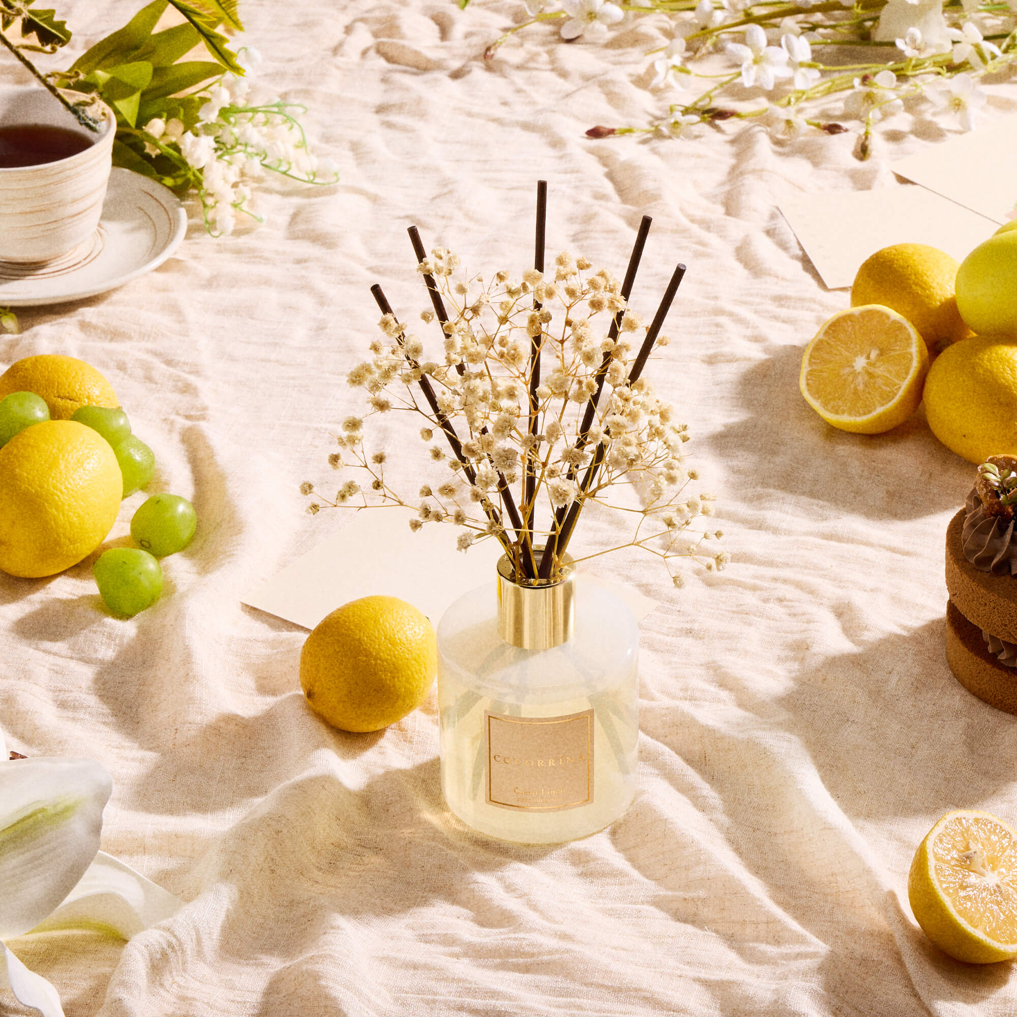 COCORRÍNA Clean Linen Rattanstäbchen-Diffusor-Set