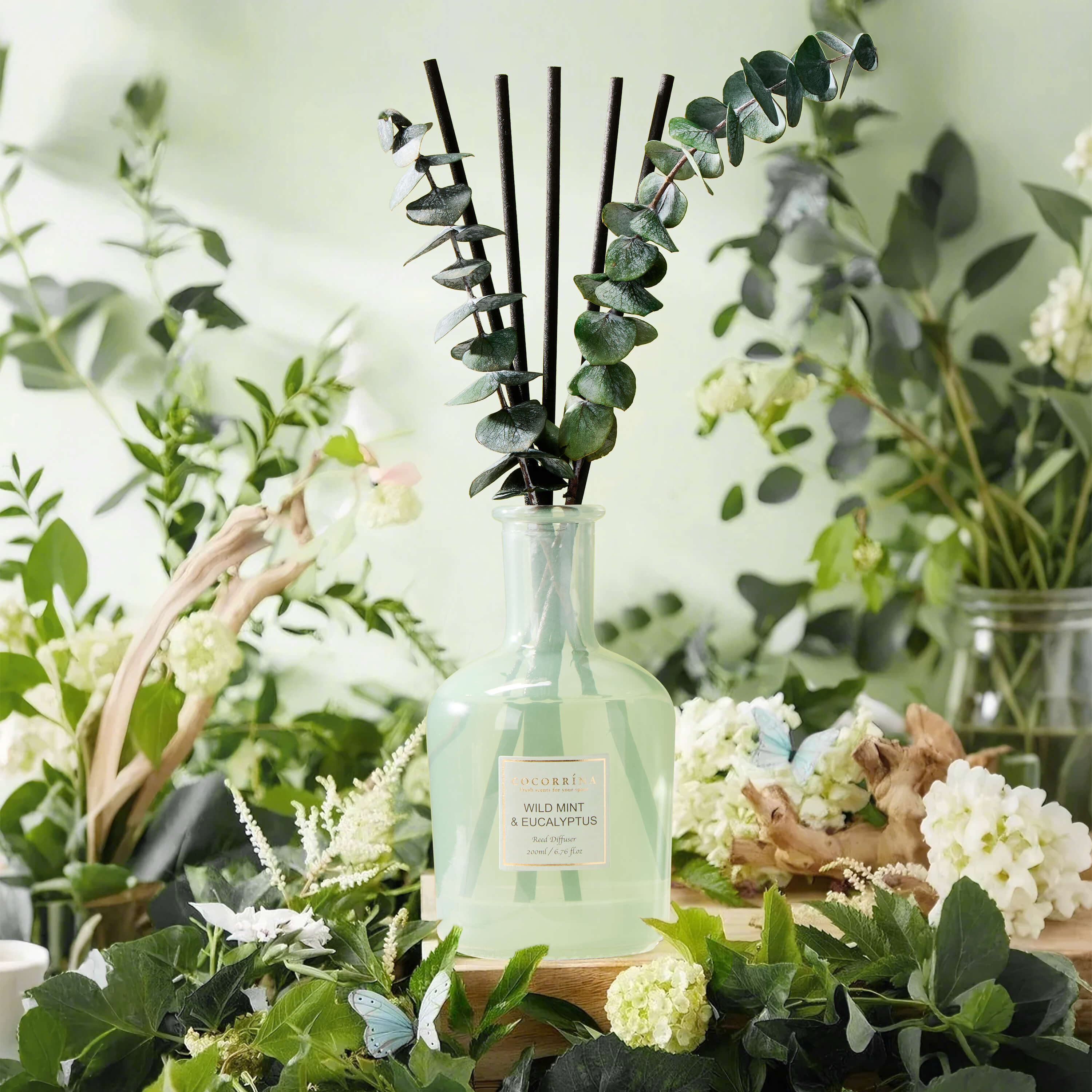 COCORRÍNA Wild Mint & Eucalyptus Reed Diffuser Set