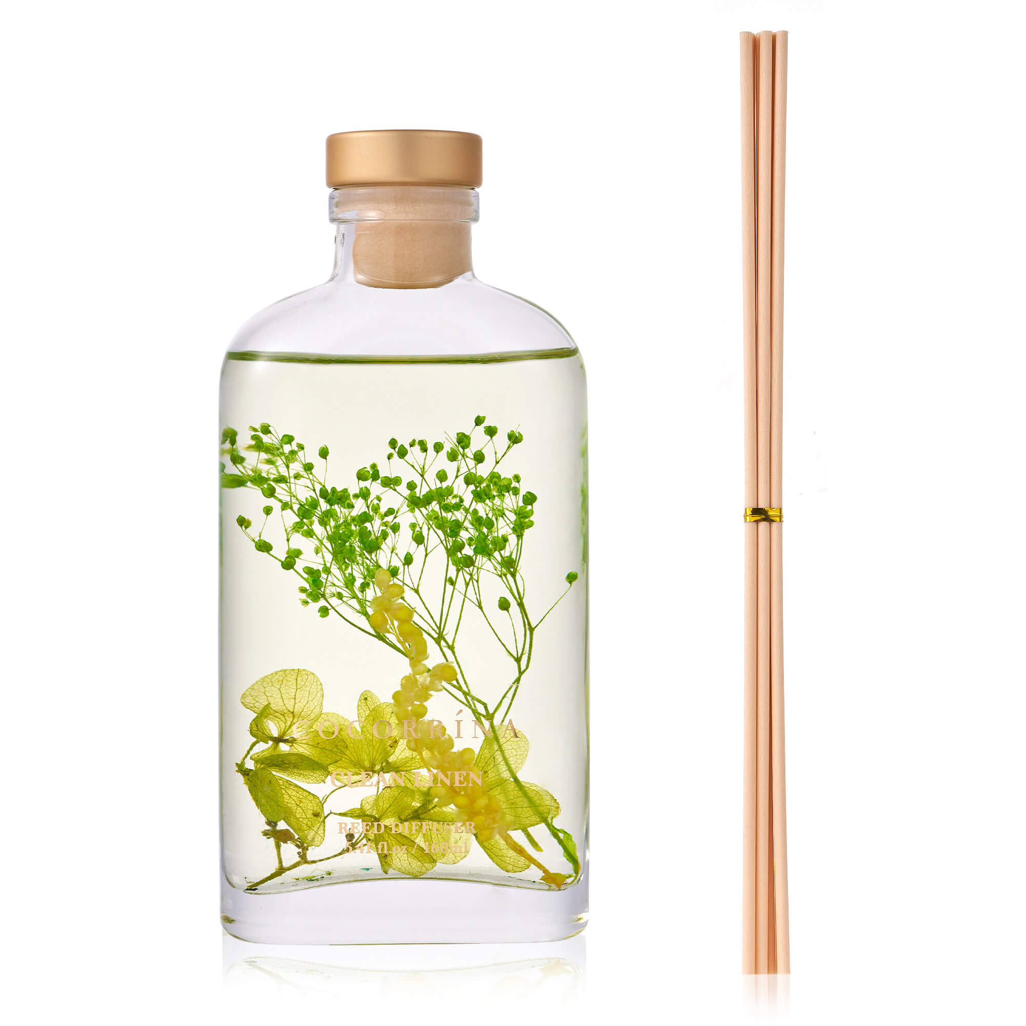 COCORRÍNA Clean Linen Scented Blooms Series Reed Diffuser Set