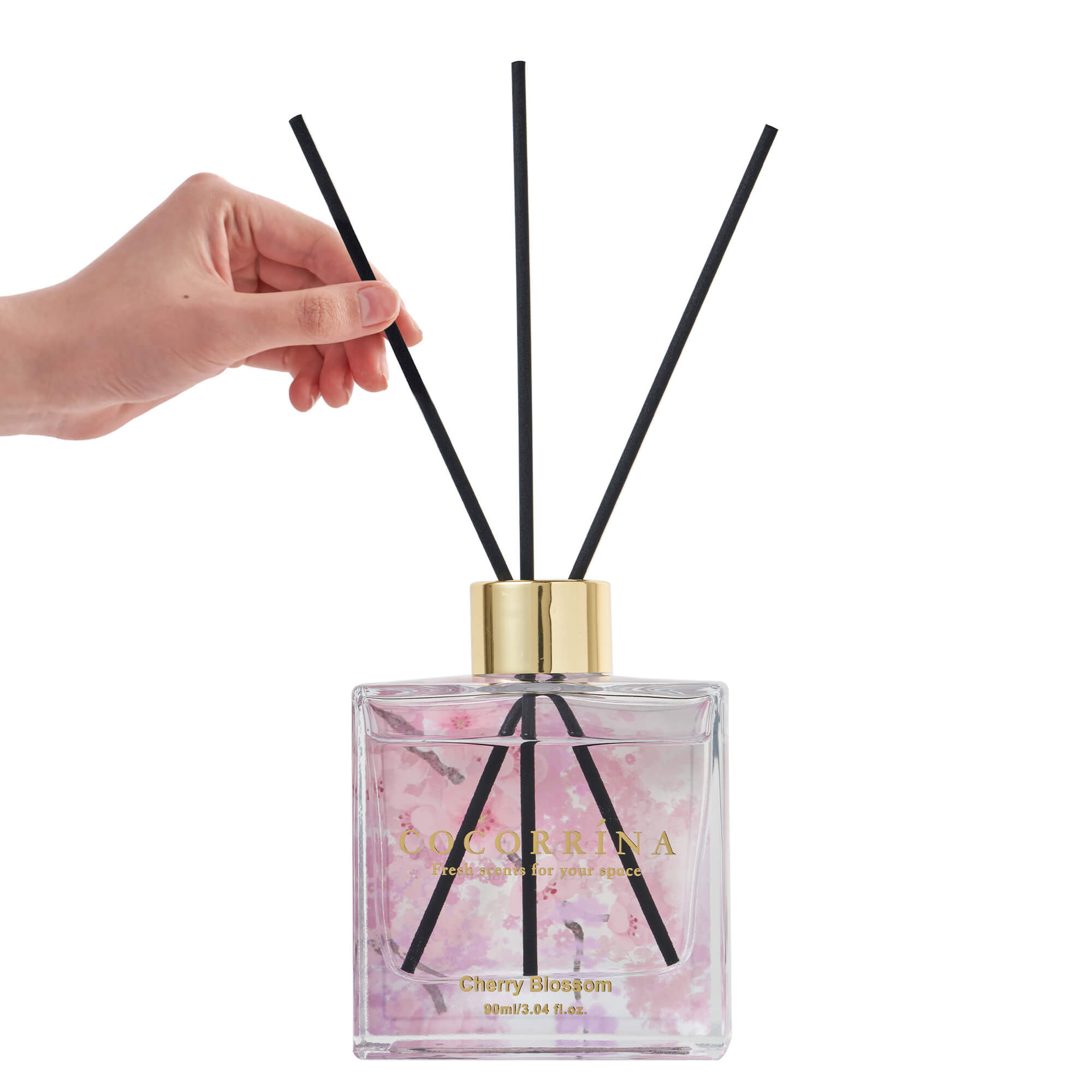 COCORRÍNA Reed Diffuser Set of 3-3 Pack/ 3.04 Fl.oz Diffuser with 24 Sticks Warm Vanilla/Cherry Blossom/Lavender Thyme Reed Diffuser for Home Bathroom Office Shelf Decor