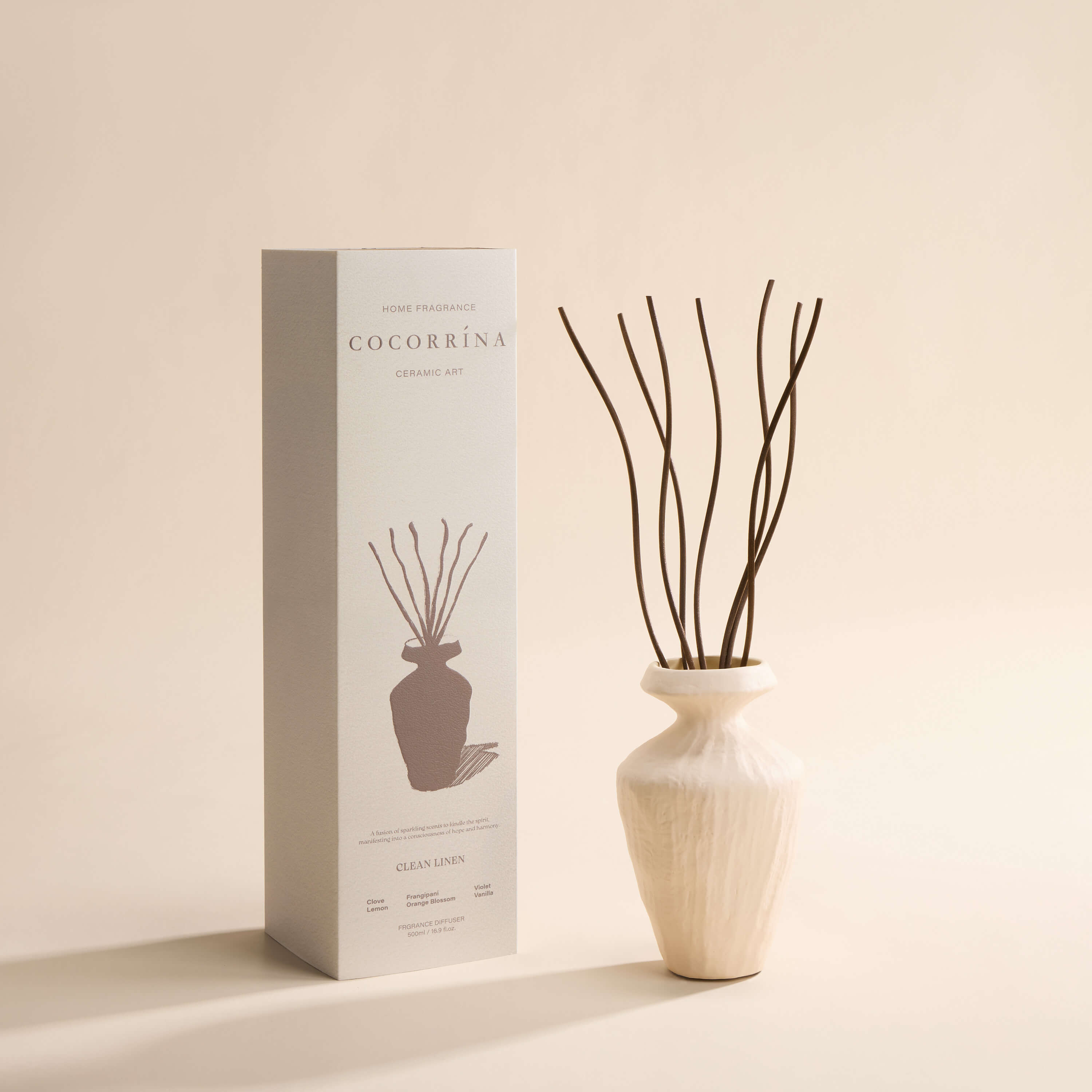 COCORRÍNA Clean Linen Reed Diffuser Set