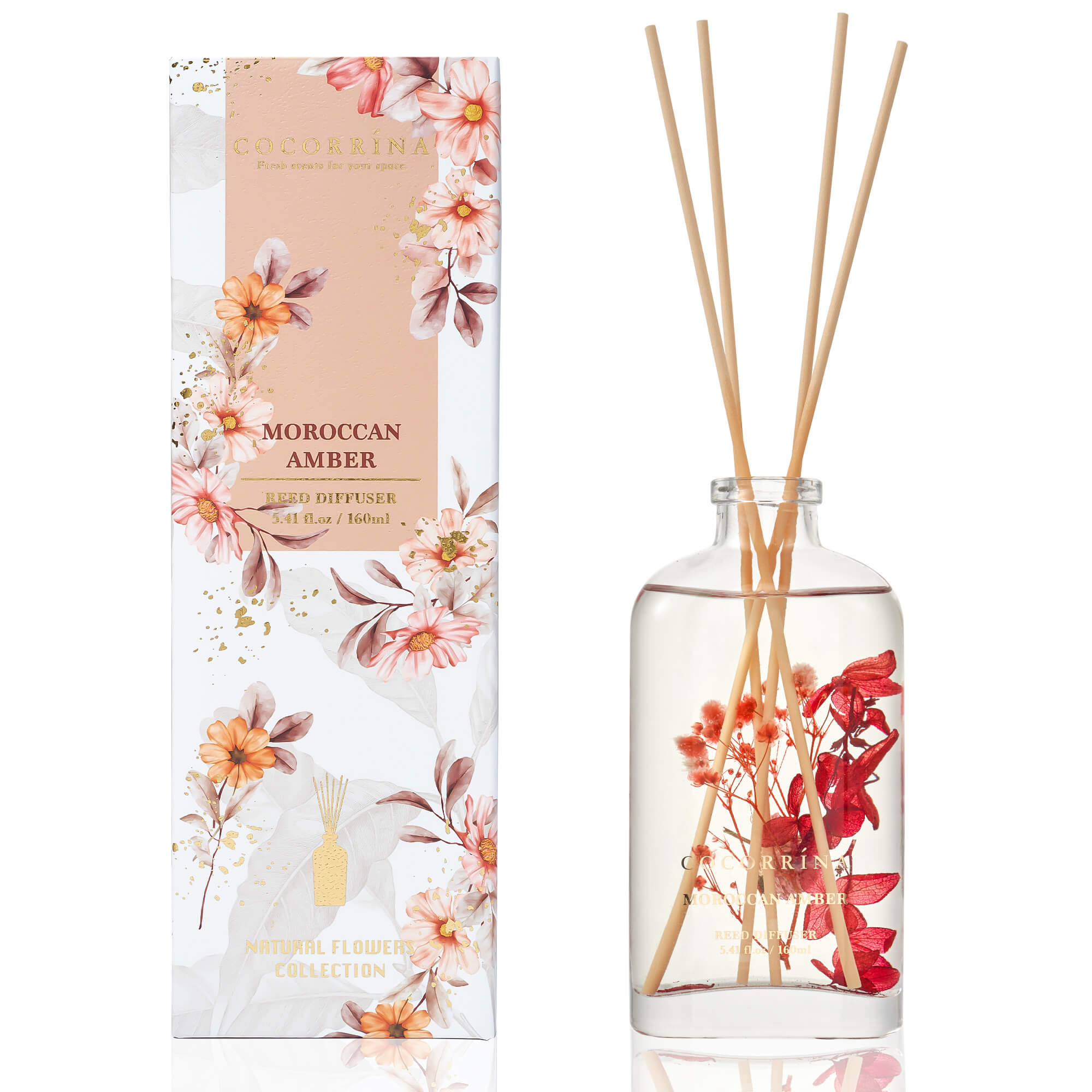 COCORRÍNA Moroccan Amber Scented Blooms Series Reed Diffuser Set