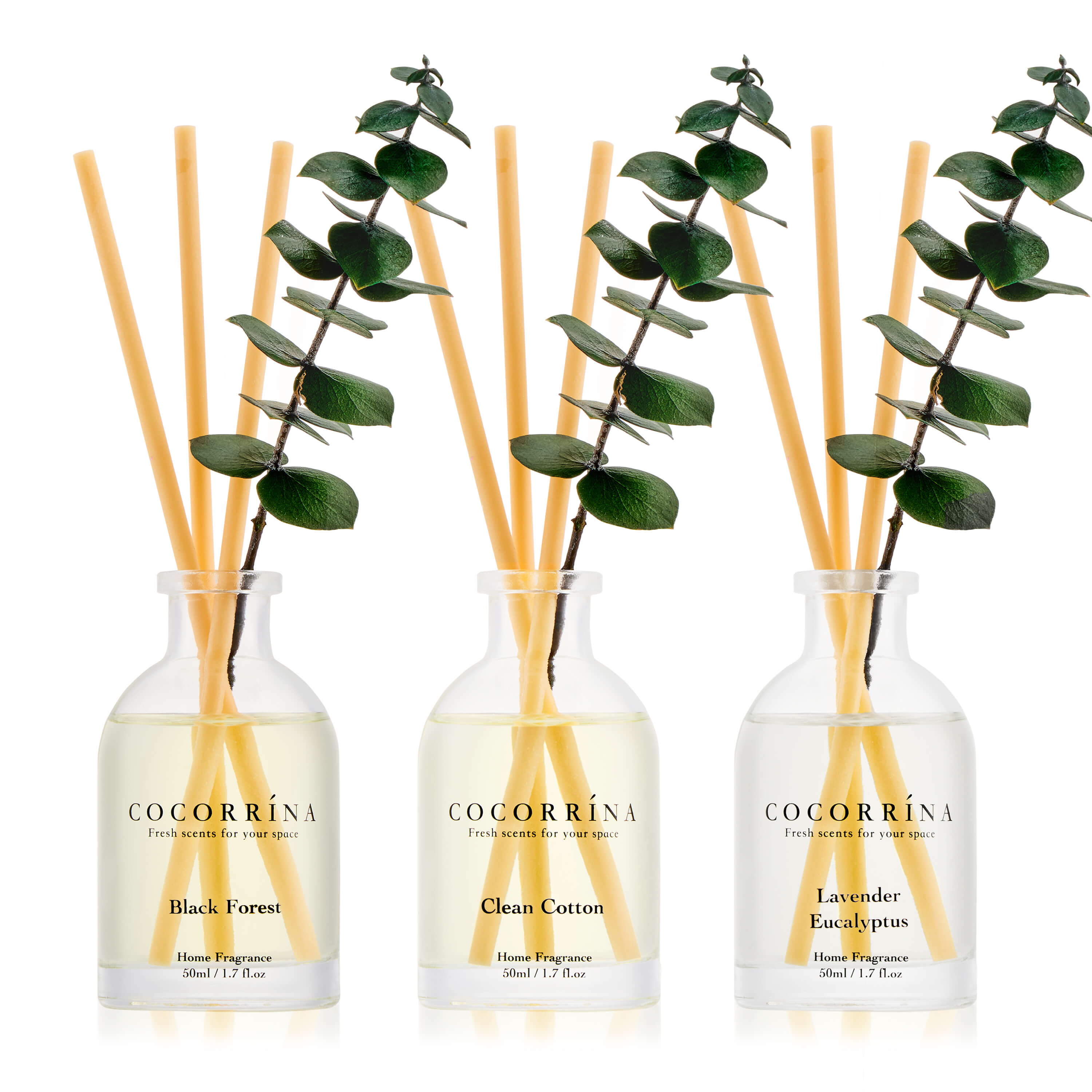 COCORRÍNA 1.7 fl oz Reed Diffuser Set of 3-Clean Set