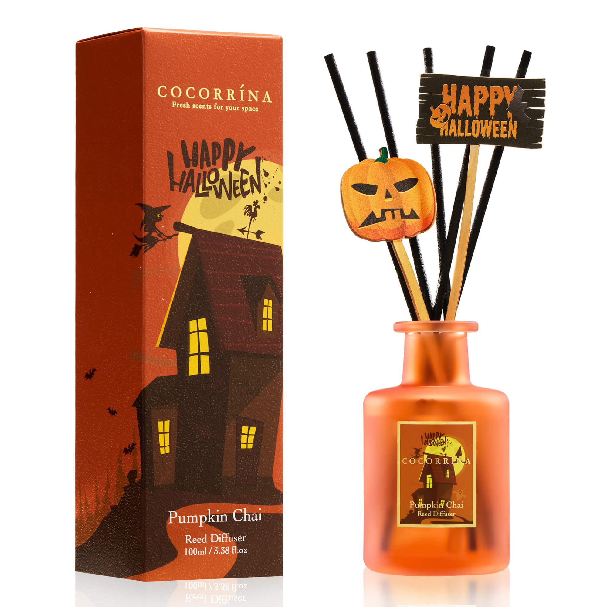 Difusor de varillas COCORRÍNA Pumpkin Chai de 3.38 oz