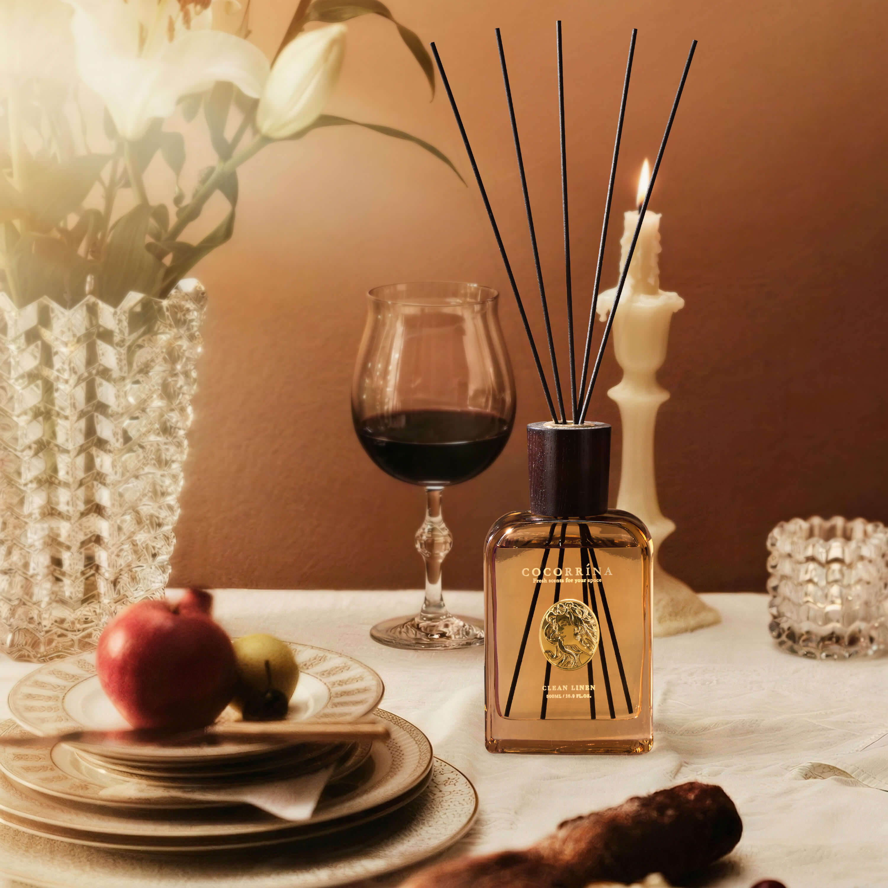 COCORRÍNA Clean Linen Reed Diffuser Set