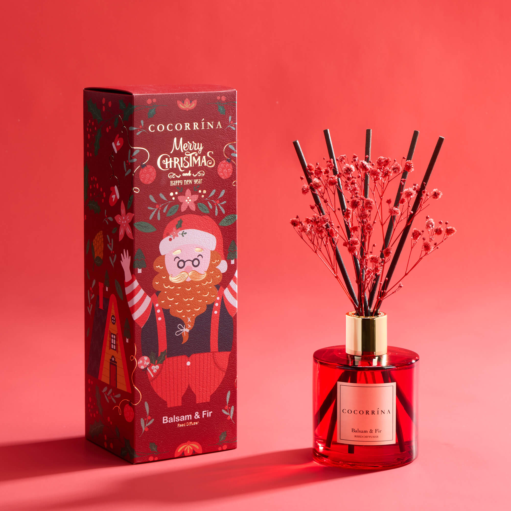 Diffuseur De Parfum D'ambiance 170ml Noël Vanille | 8 Bâtonnets | Longue Durée Jusqu'à 90 Jours | Décoration Intérieure