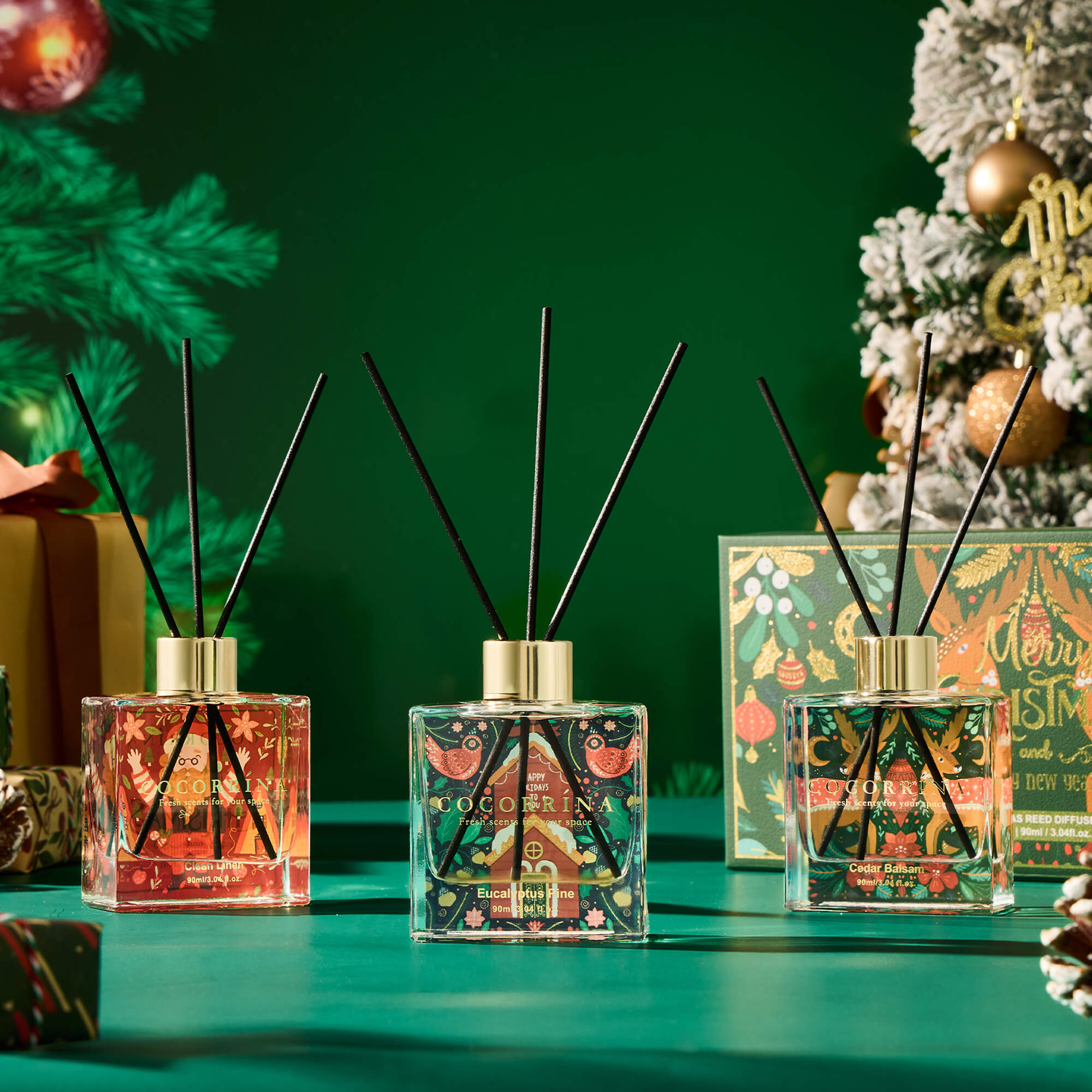 COCORRÍNA Christmas Reed Diffuser Set of3