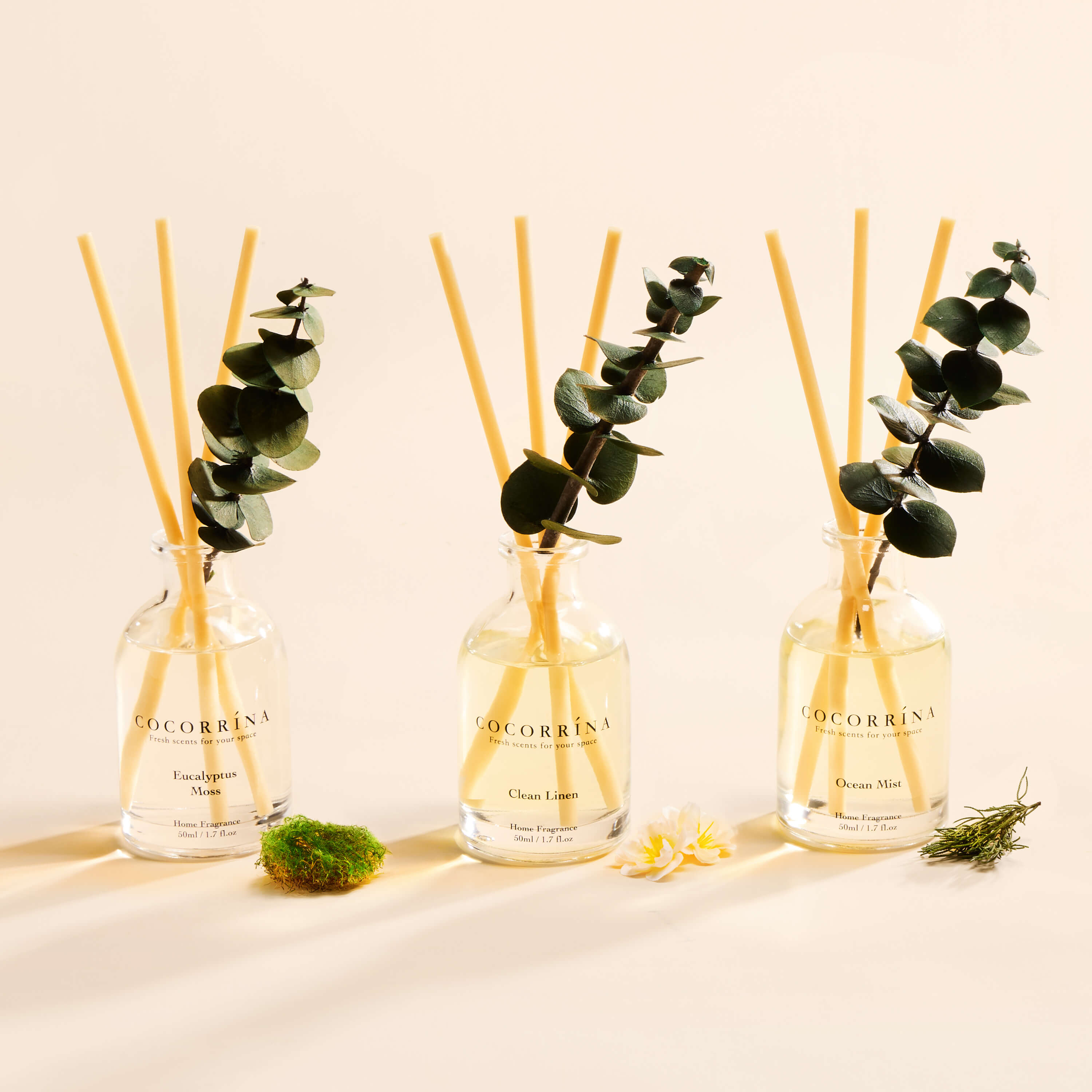 COCORRÍNA 1.7 fl oz Reed Diffuser Set of 3-Fresh Set