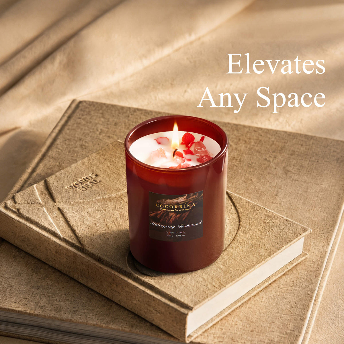COCORRÍNA Mahogany Teakwood Crystal Candle