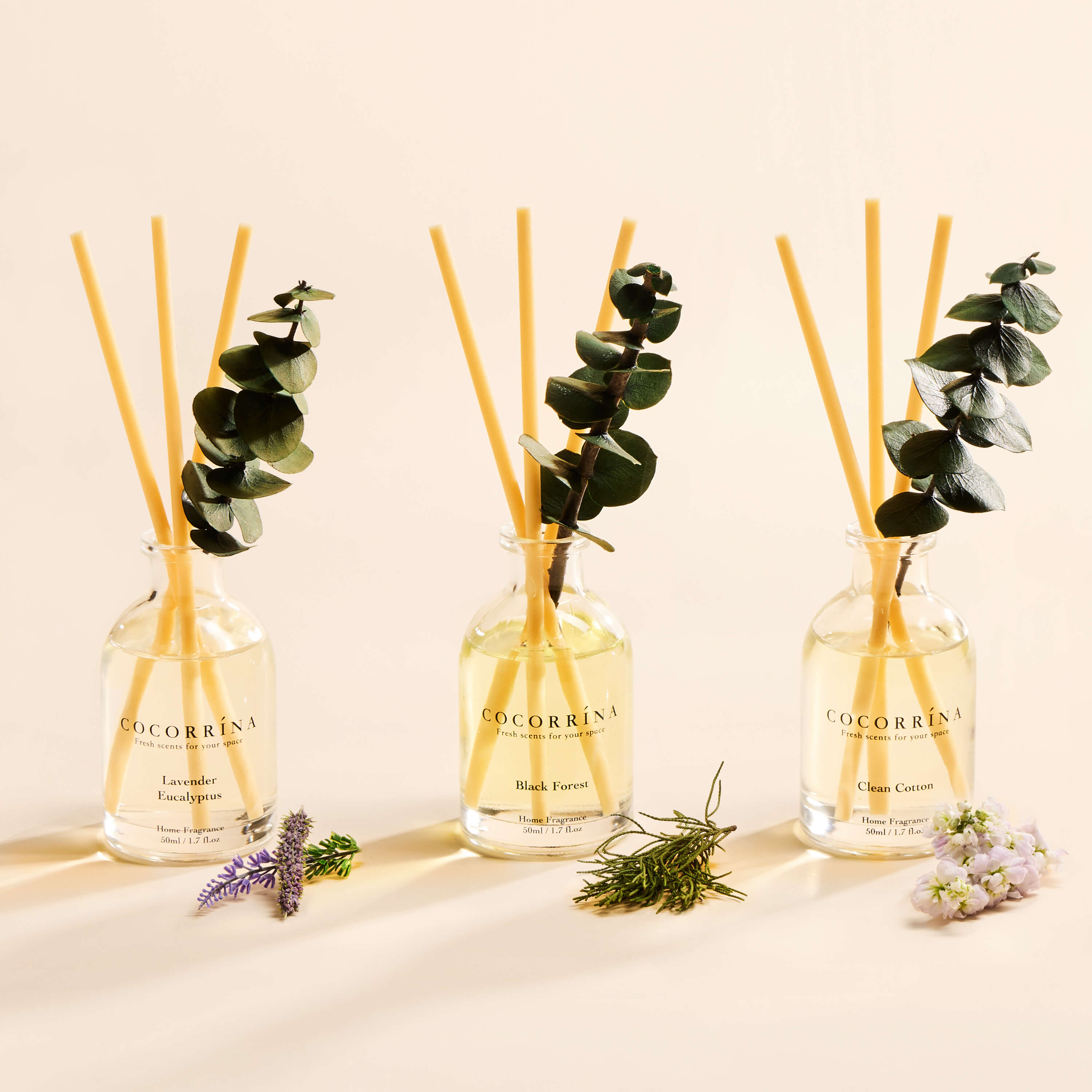 COCORRÍNA 1.7 fl oz Reed Diffuser Set of 3-Clean Set