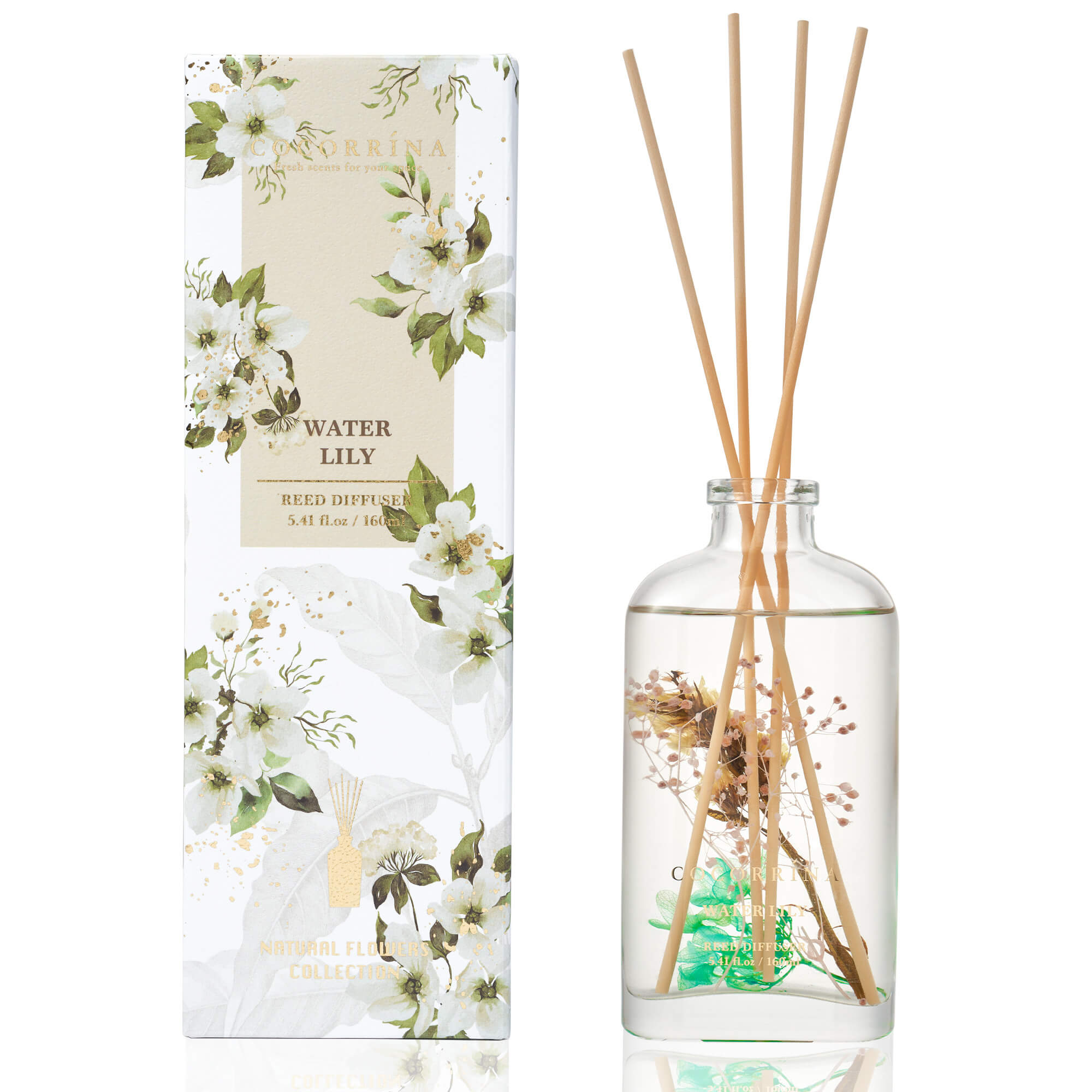 COCORRÍNA Water Lily Scented Blooms Series Reed Diffuser Set