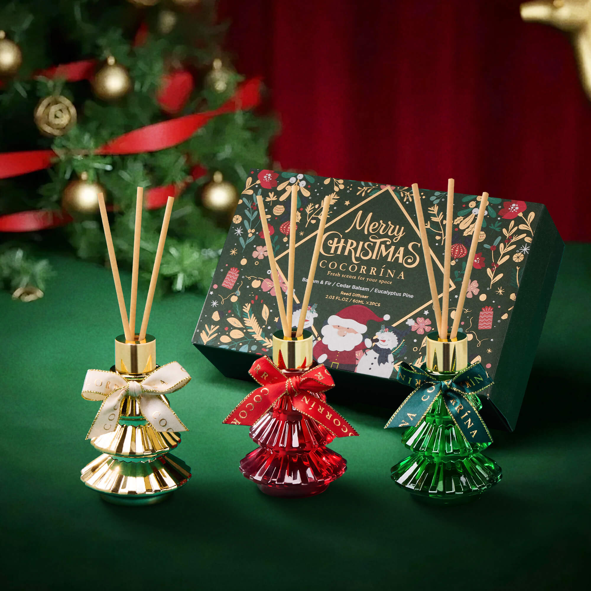 COCORRÍNA Christmas Tree Gift Reed Diffuser Set
