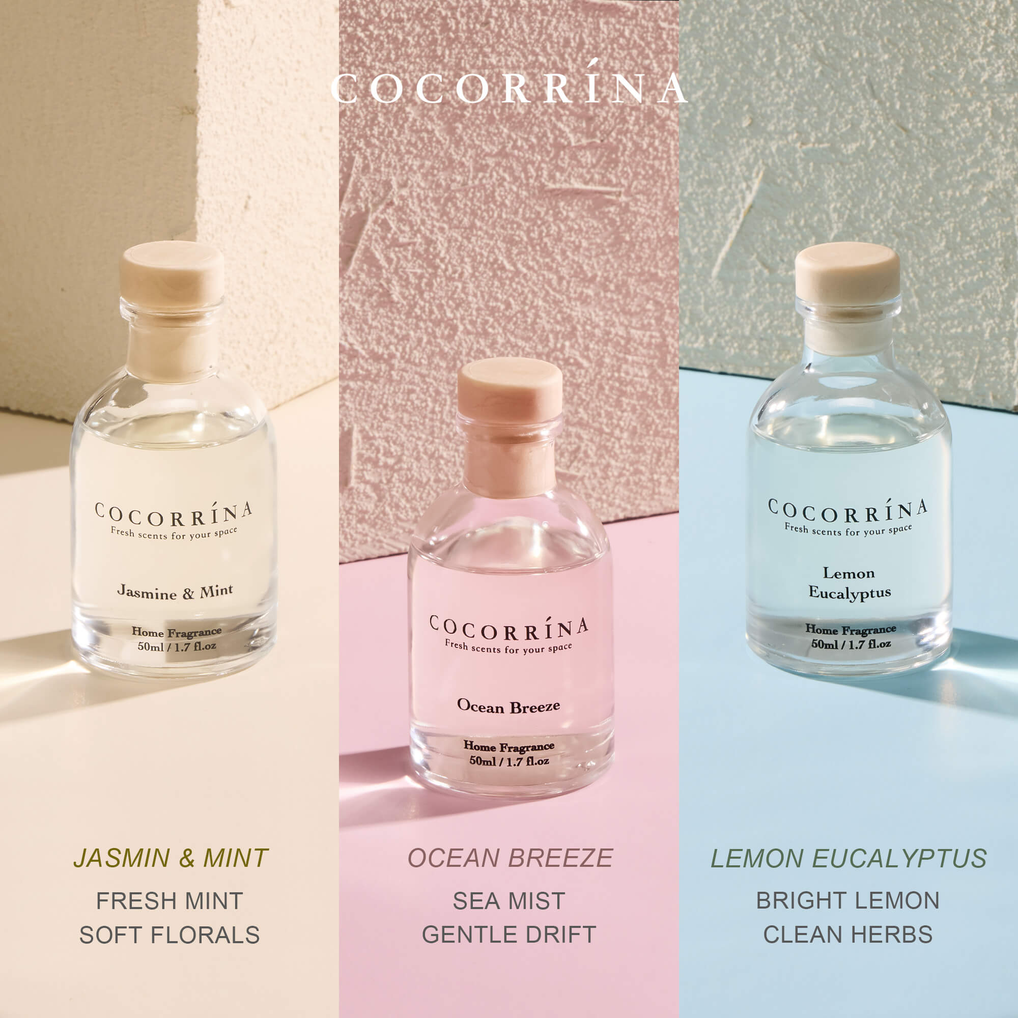 COCORRÍNA Eucalyptus Reed Diffuser Set of 3
