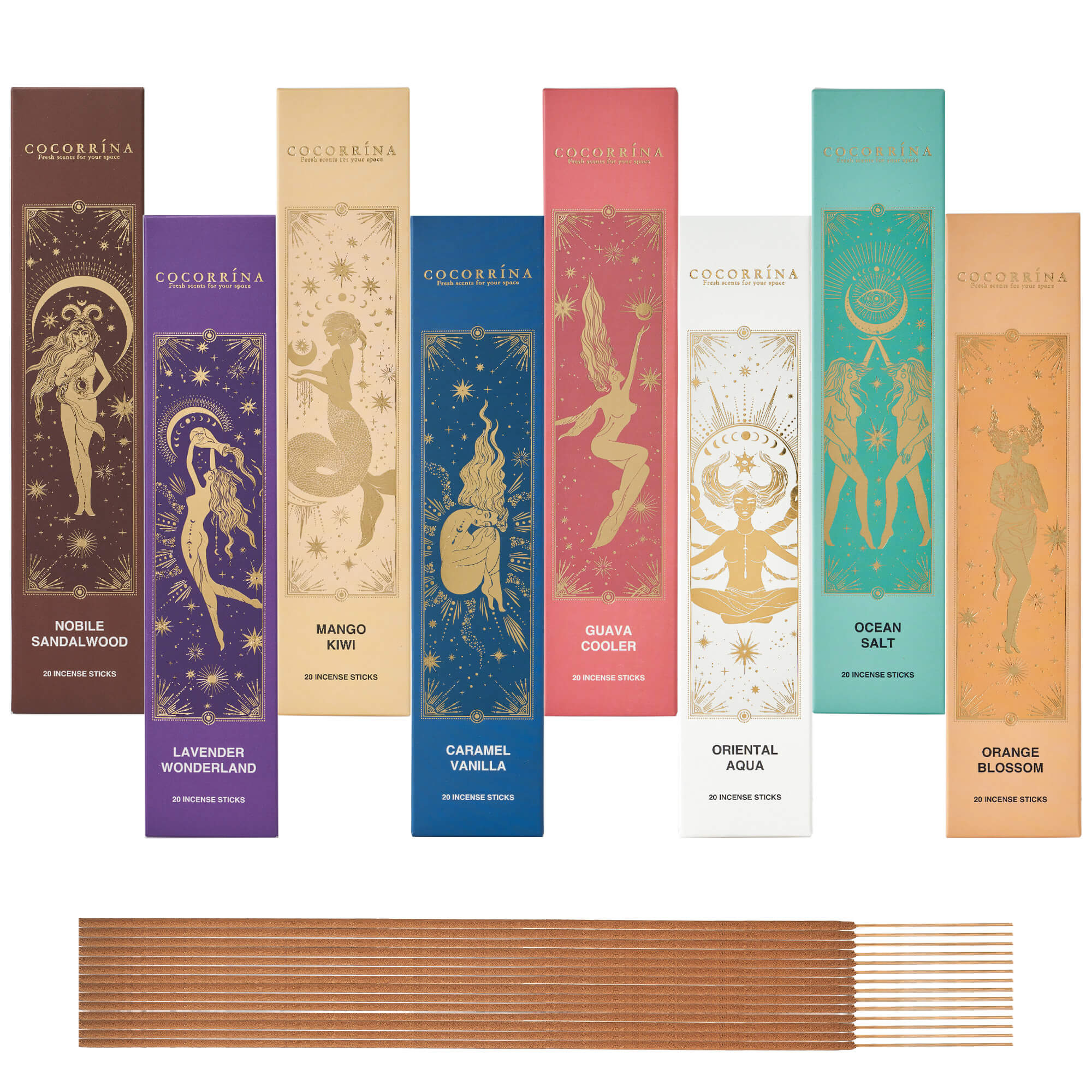 COCORRÍNA Incense Sticks - Set of 8 Insenses (160 Sticks)