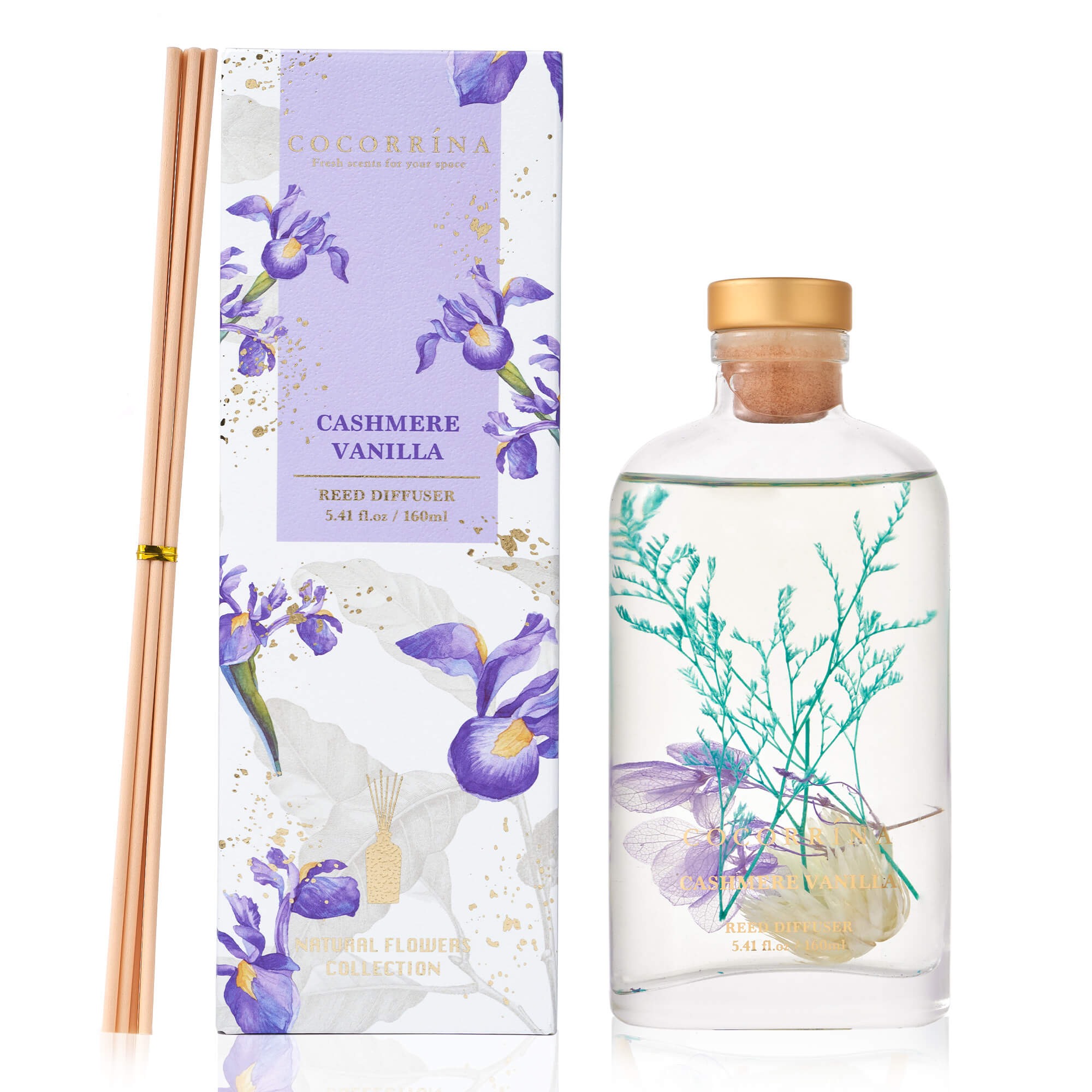 COCORRÍNA Cashmere Vanilla Scented Blooms Series Reed Diffuser Set