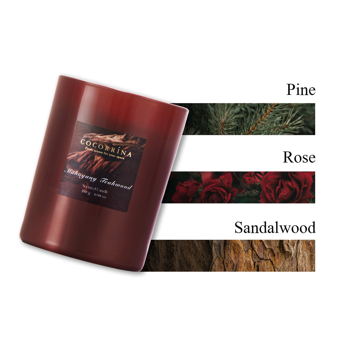 COCORRÍNA Mahogany Teakwood Crystal Candle