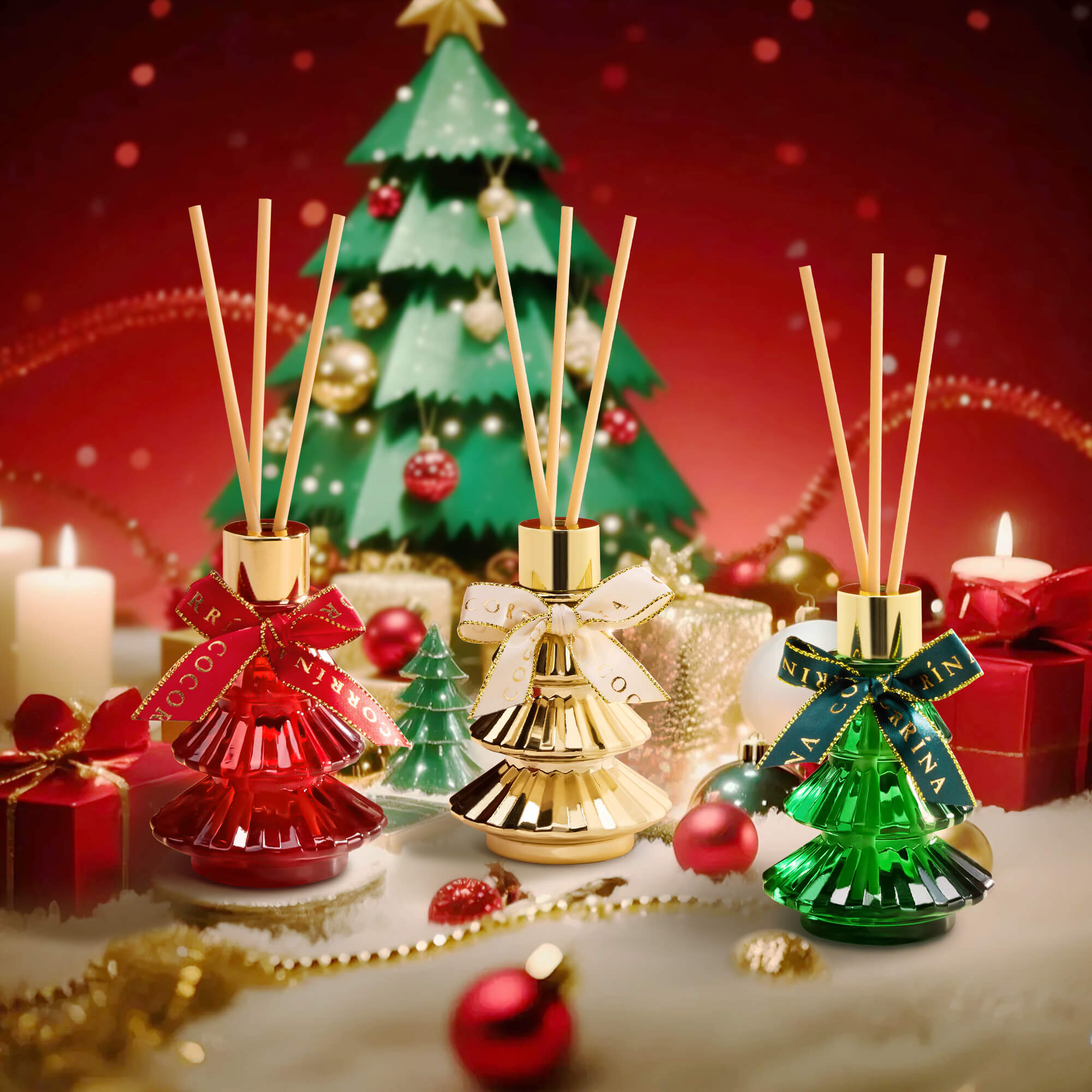 COCORRÍNA Christmas Tree Gift Reed Diffuser Set