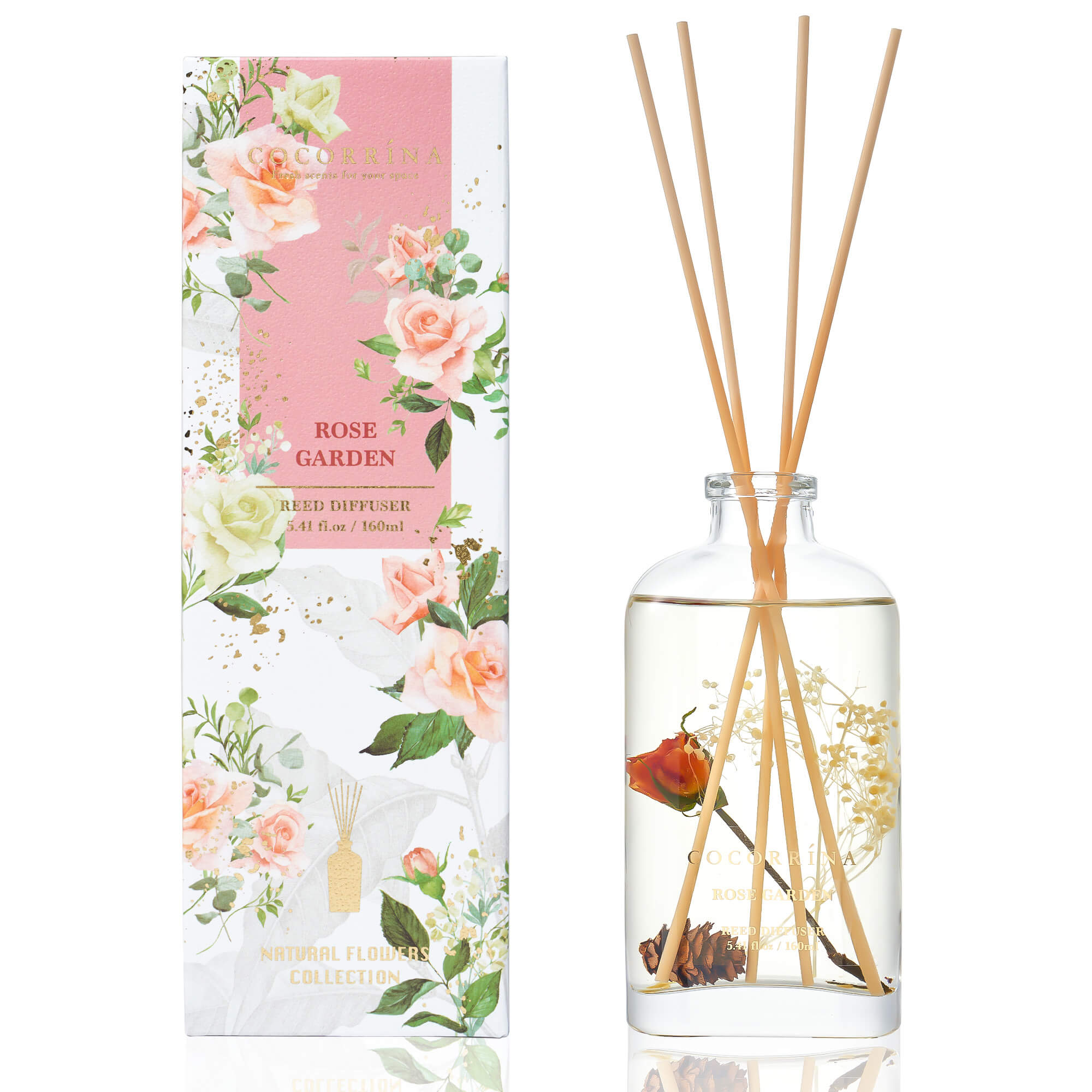 COCORRÍNA Rose Garden Scented Blooms Series Reed Diffuser Set