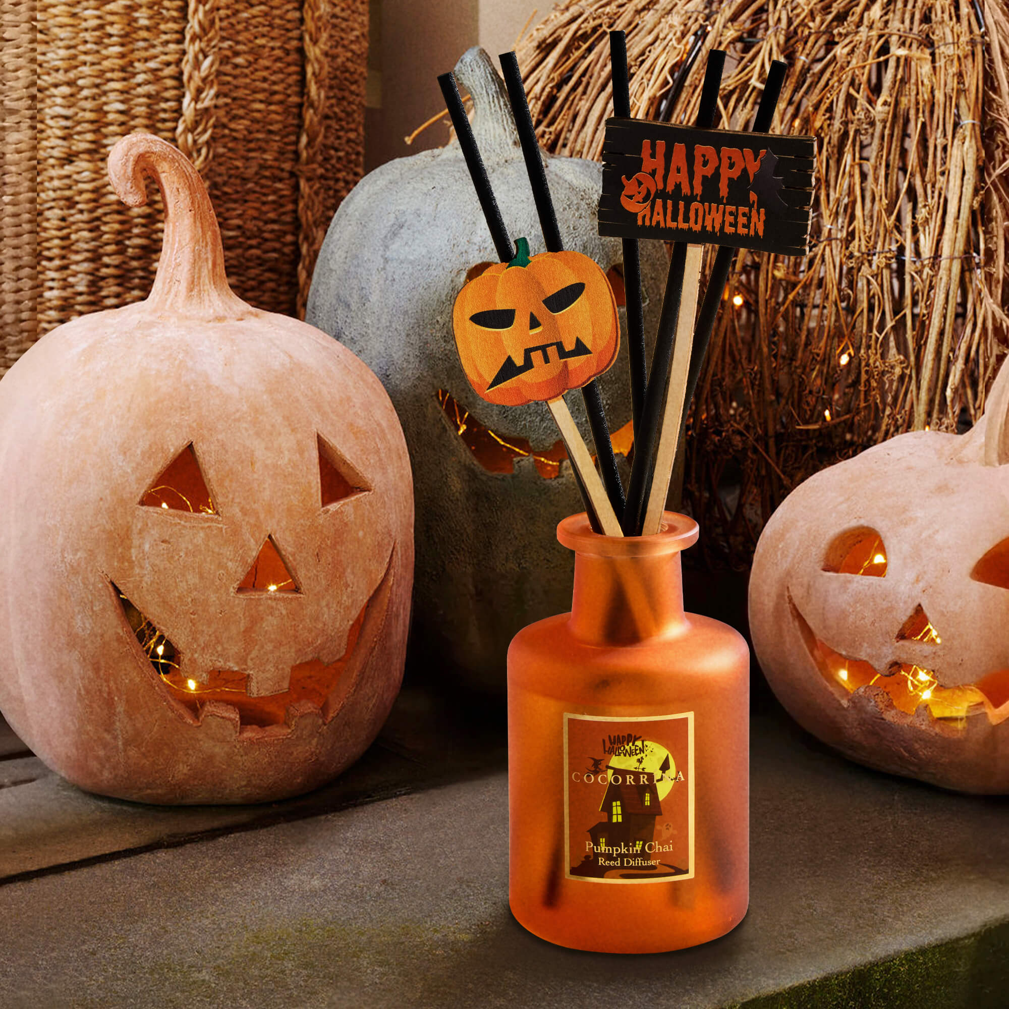 Difusor de varillas COCORRÍNA Pumpkin Chai de 3.38 oz