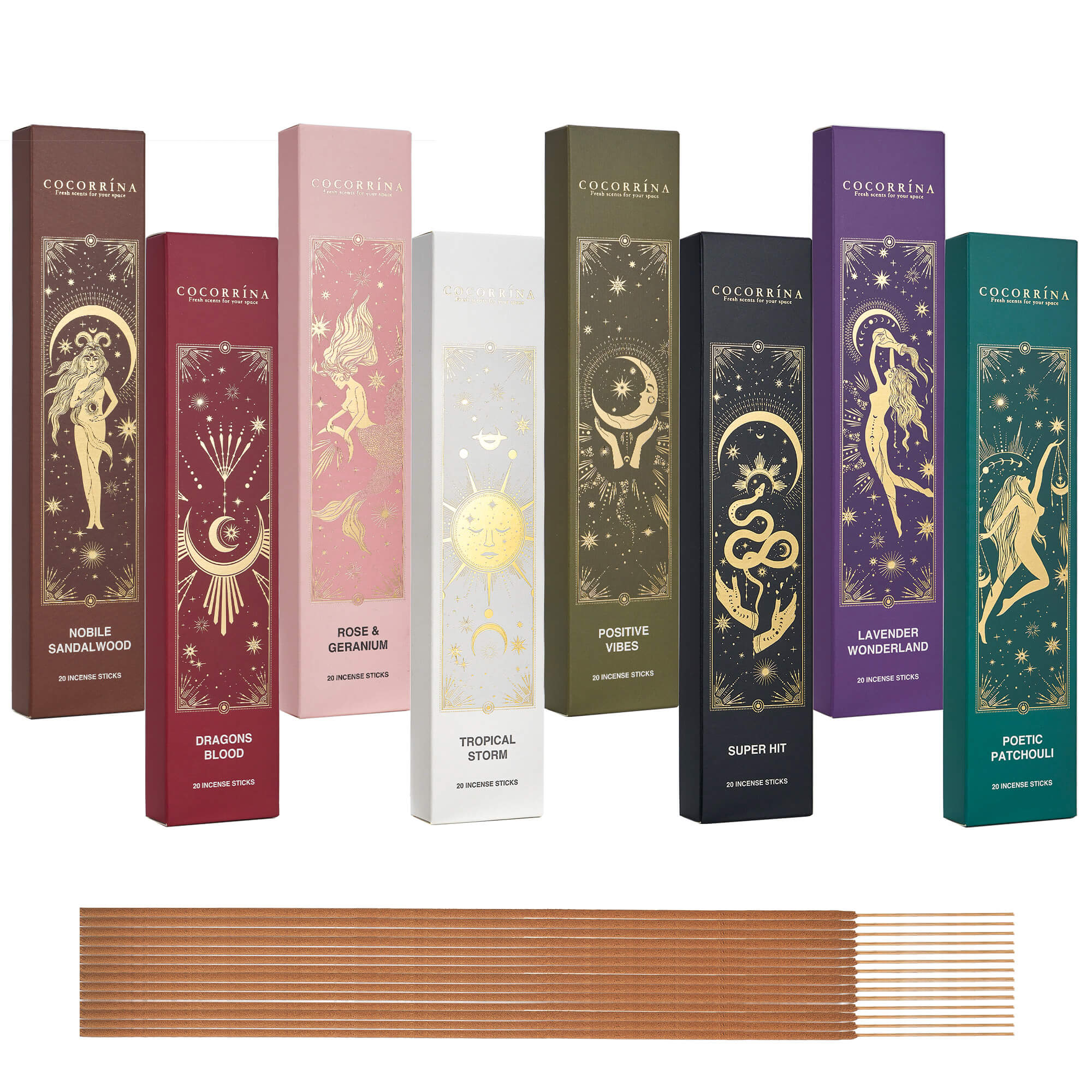 COCORRÍNA Incense Sticks - Set of 8 Insenses (160 Sticks)