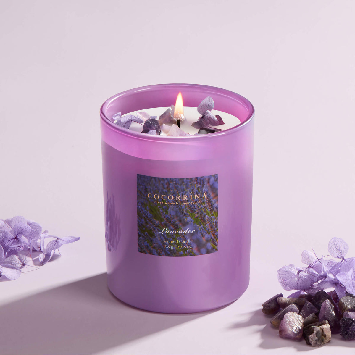 COCORRÍNA Lavender Crystal Candle